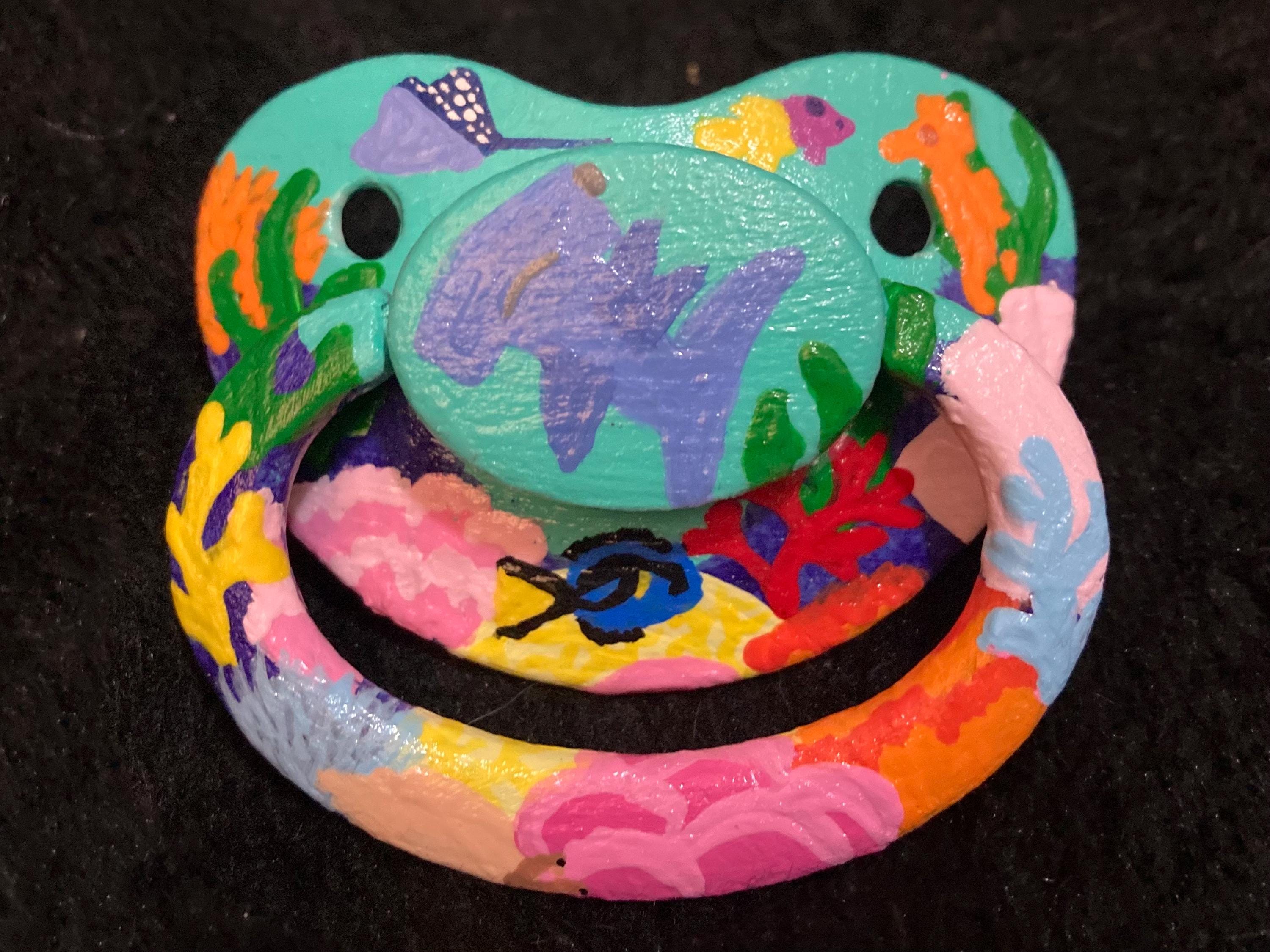 Coral Critters Hand-Painted Adult Pacifier, Underwater Ocean Little Space Gear