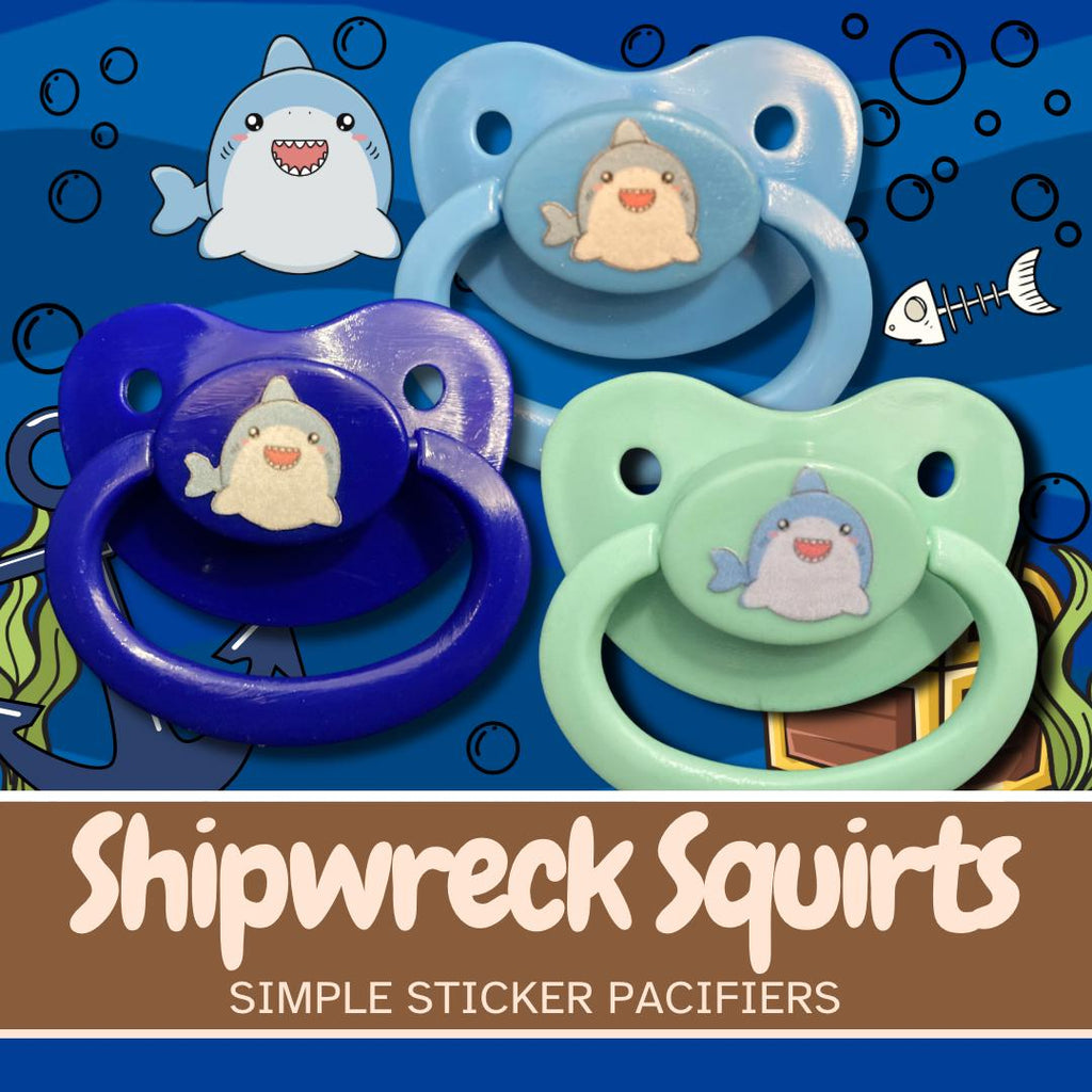Shipwreck Squirts Adult Pacifier, Shark Ocean Anchor Treasure Chest Little Space Gear