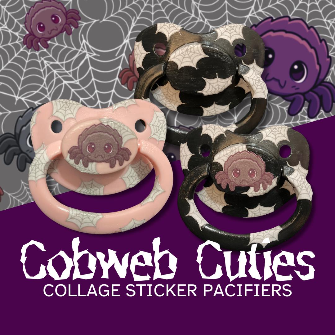 Cobweb Cuties Collage Adult Pacifier, Goth Spooky Halloween Little Space Gear