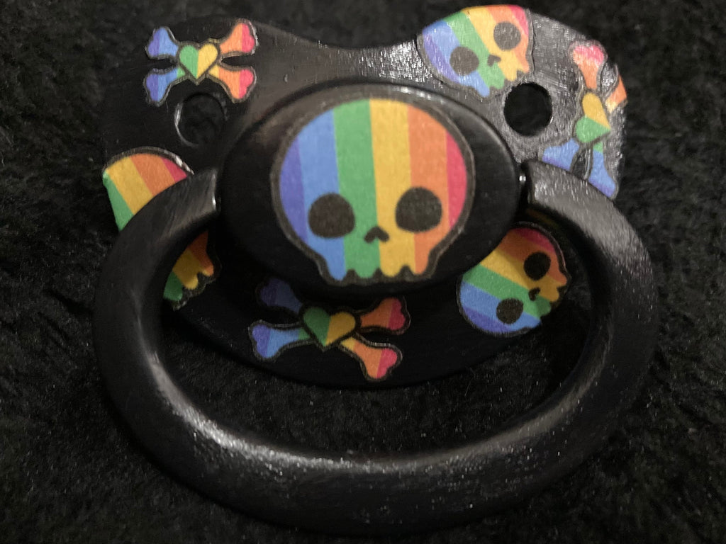 Rainbow Skull Collage Adult Pacifier, Little Space Agere Gear