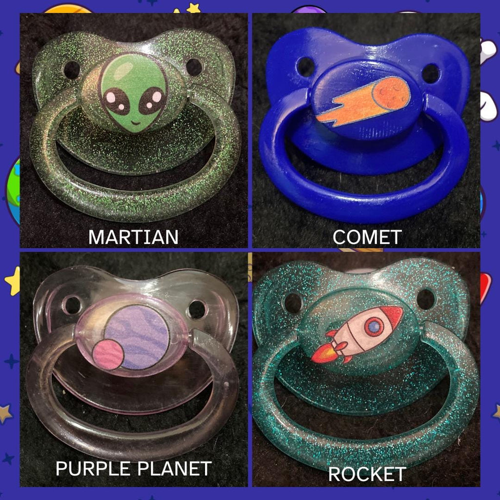 Astro Tot Adult Pacifier, Rocket, Astronaut, Planet, UFO, Alien, Outer Space Little Space Gear