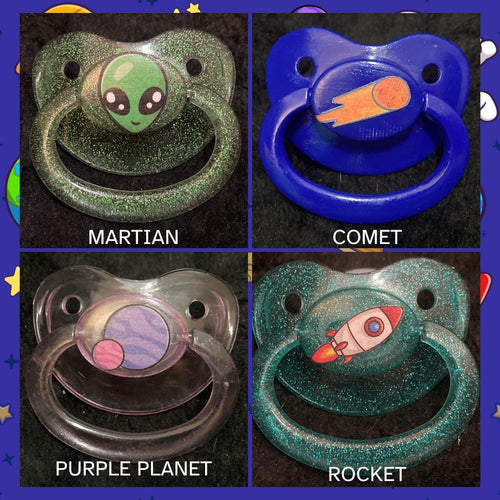 Astro Tot Adult Pacifier, Rocket, Astronaut, Planet, UFO, Alien, Outer Space Little Space Gear