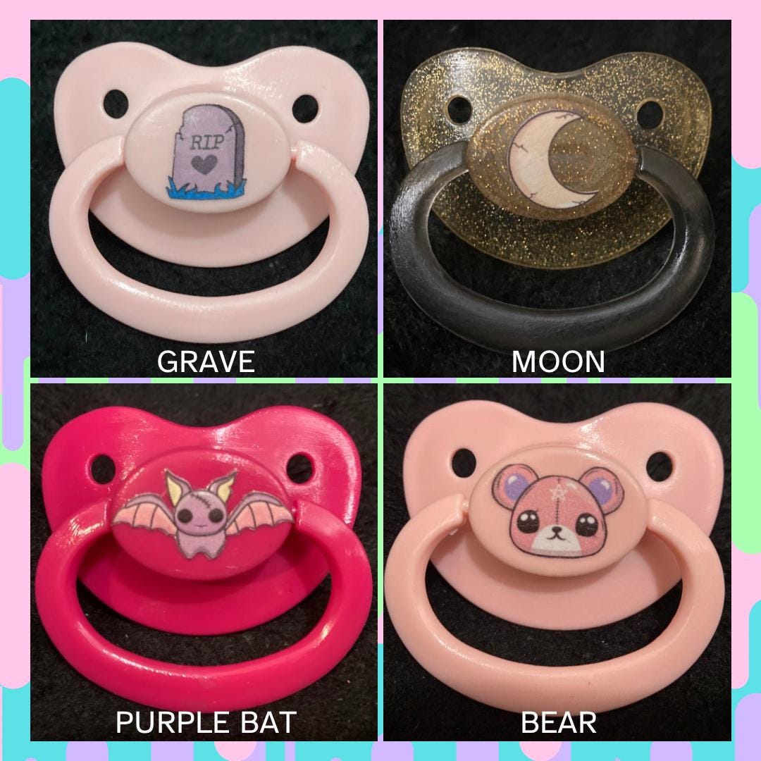 Creepy Cute Adult Pacifier, Bat, Bear, Pastel Goth Spooky Halloween Little Space Gear
