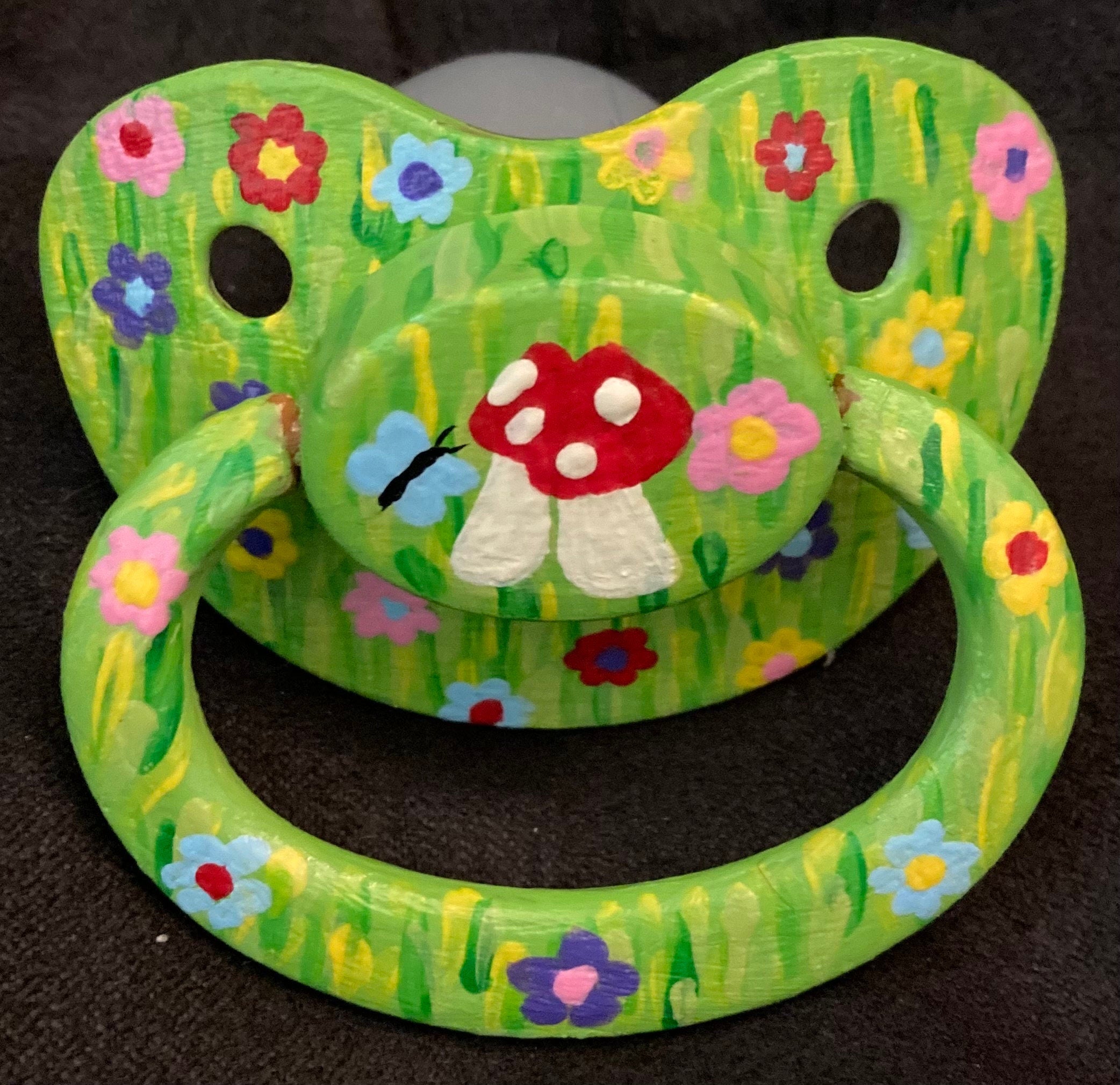 Merry Meadow Hand-Painted Adult Pacifier, Cottagecore Little Space Gear