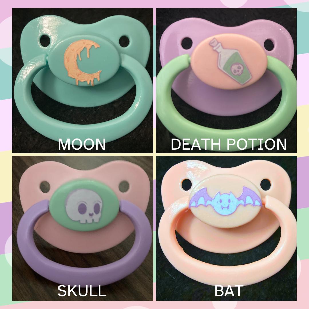 Cutie Coven Adult Pacifier, Pastel Goth Spooky Halloween Little Space Gear