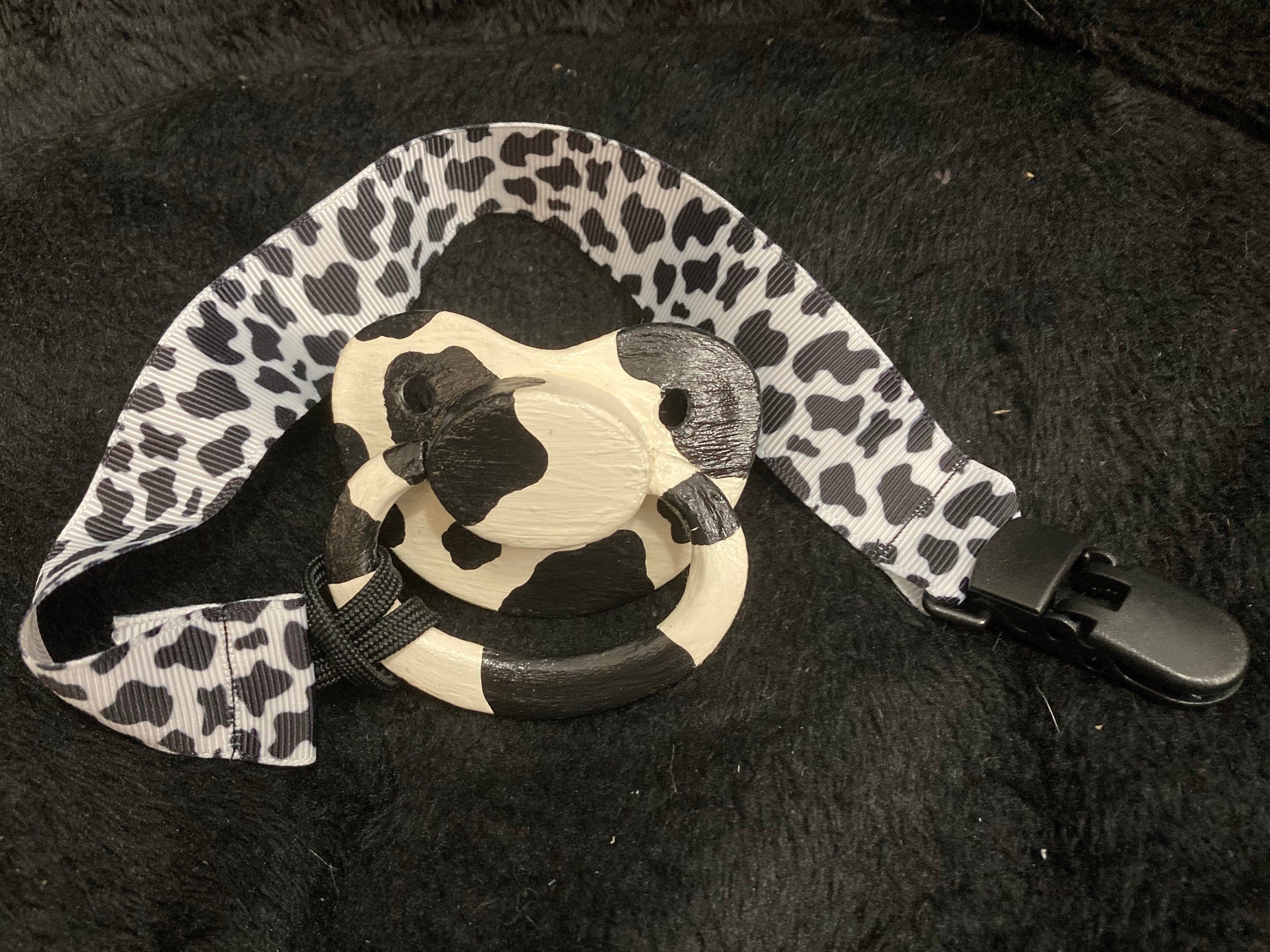 Baby Bovine Hand-painted Adult Pacifier, Cow Print Little Space Gear