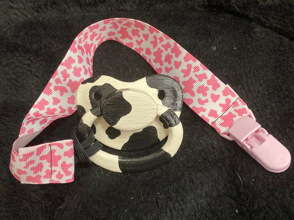 Baby Bovine Hand-painted Adult Pacifier, Cow Print Little Space Gear