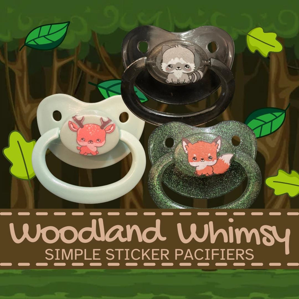 Woodland Whimsy Raccoon Adult Pacifier, Raccoon, Fox, Deer, Bear, Bunny, Owl Little Space Gear