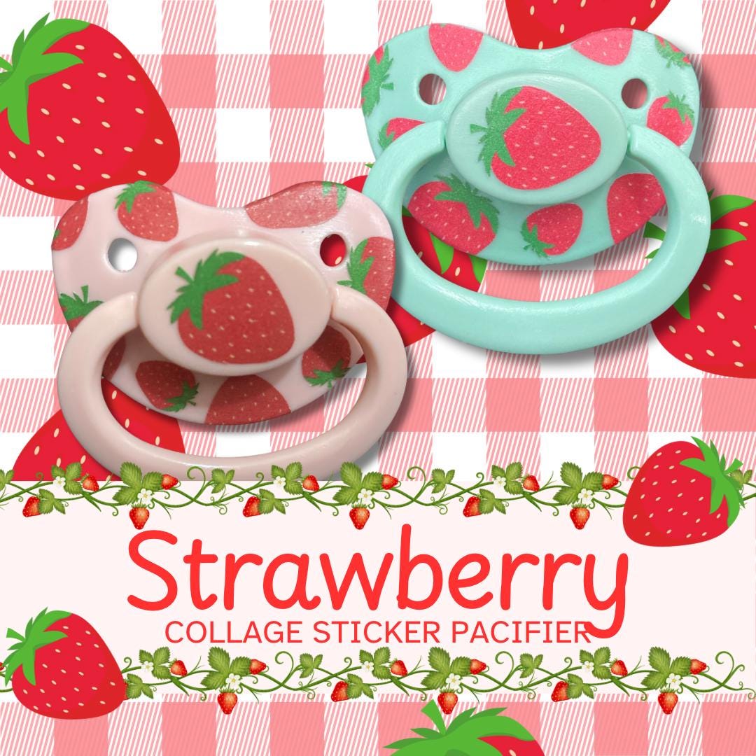 Strawberry Collage Adult Pacifier, Little Space Gear
