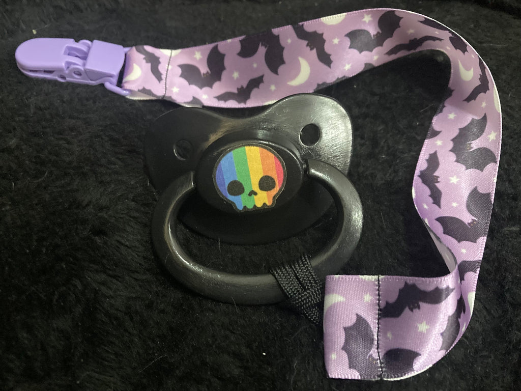 Rainbow Skull Adult Pacifier, Little Space Agere Gear