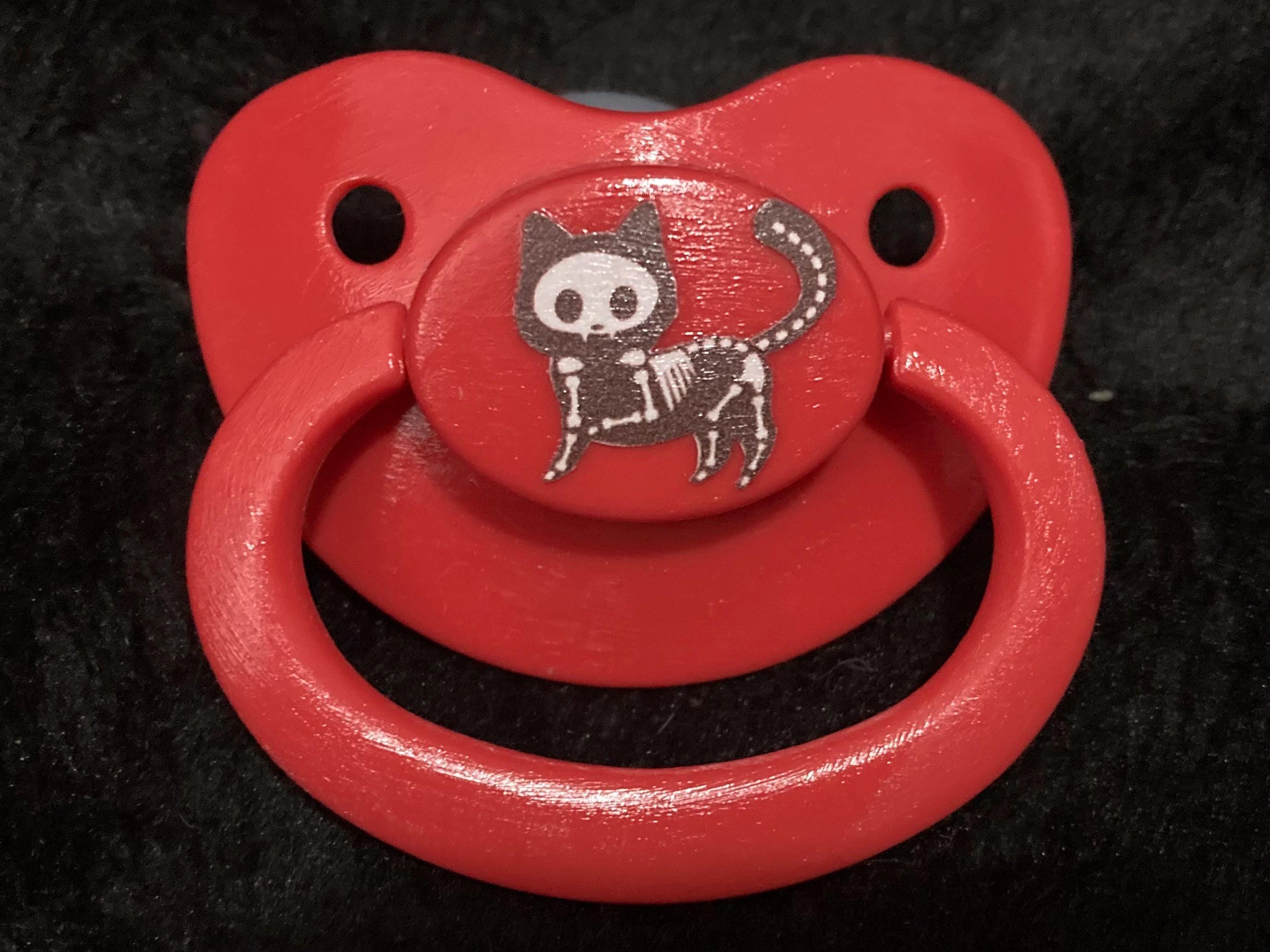 Purranormal Meowster Adult Pacifier, Goth Spooky Halloween Skeleton Cat Little Space Gear