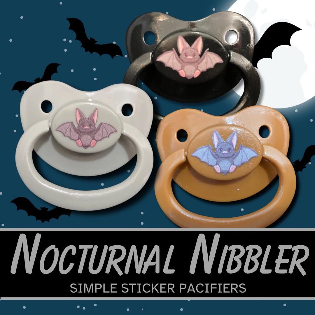 Nocturnal Nibbler Adult Pacifier, Bat Goth Spooky Halloween Little Space Gear