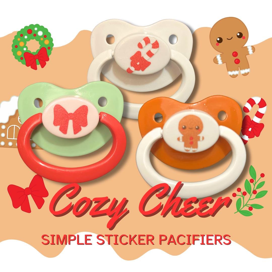 Cozy Cheer Adult Pacifier, Gingerbread Man, Snowman, Candy Cane Winter Holiday Christmas Little Space Gear