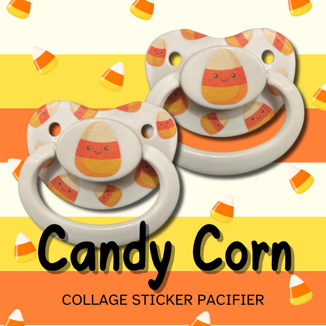 Candy Corn Collage Adult Pacifier, Goth Spooky Halloween Little Space Gear