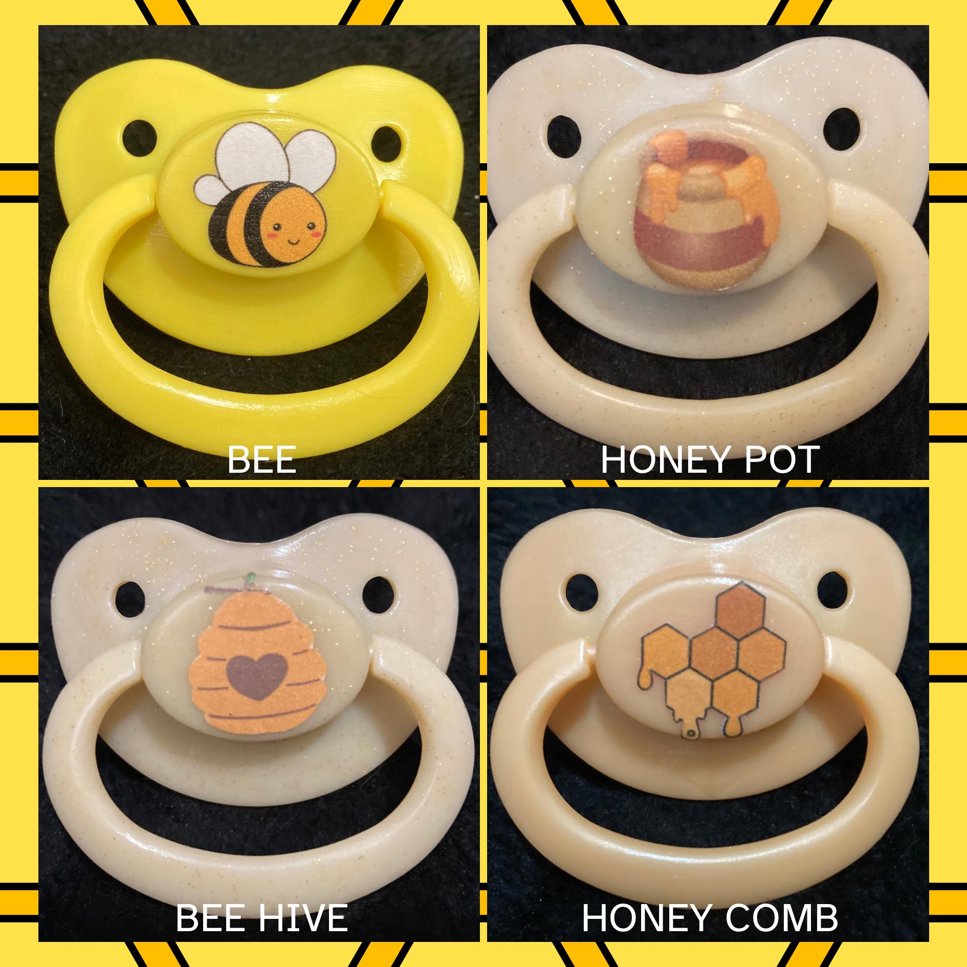 Buzzing Bee Adult Pacifier, Honey, Cottagecore Bug Little Space Gear
