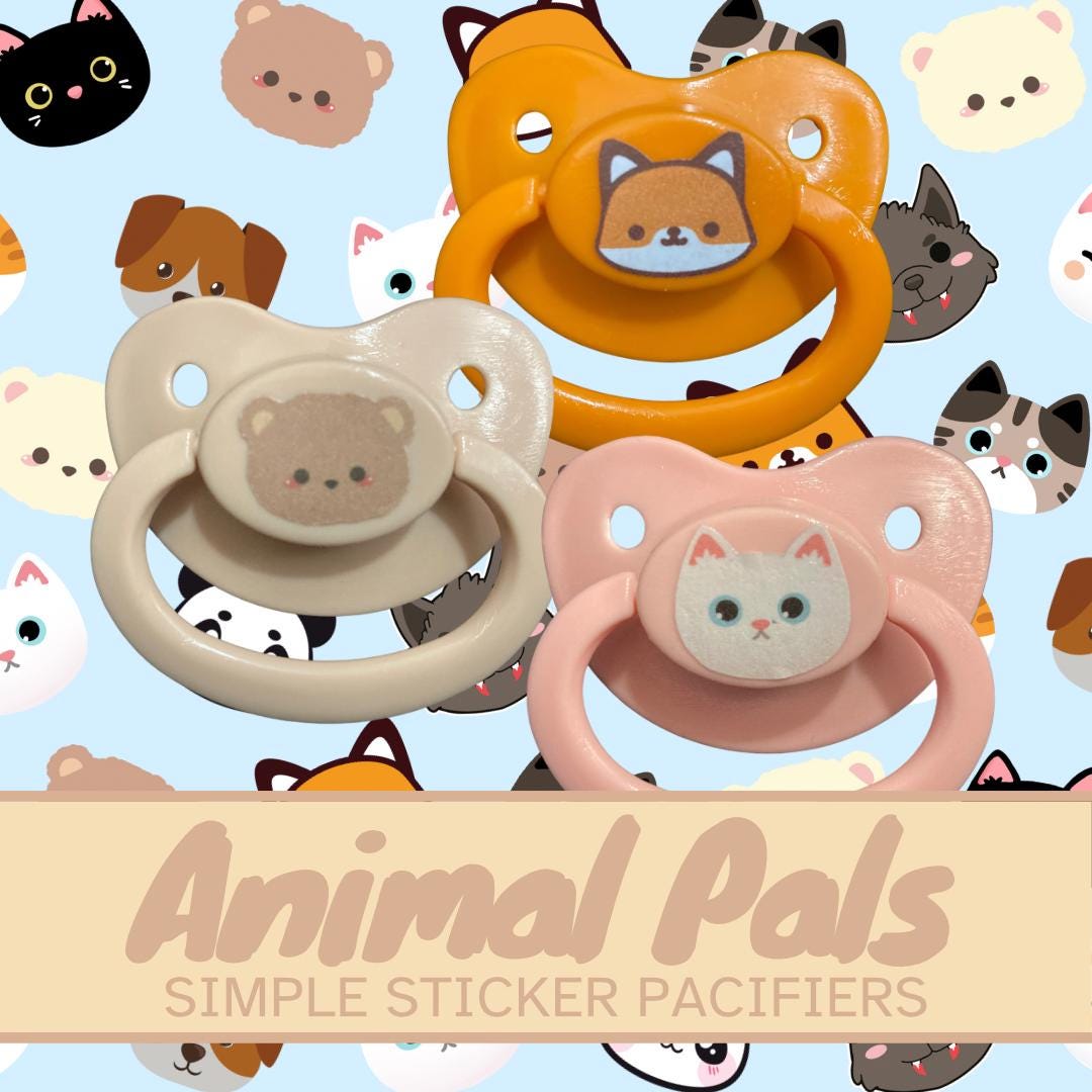 Animal Pals Adult Pacifier, Fox, Cat, Dog, Bear Little Space Gear