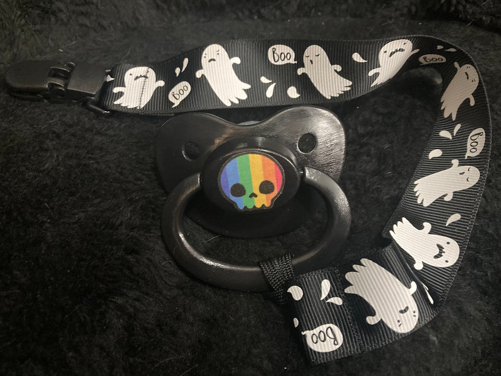 Rainbow Skull Adult Pacifier, Little Space Agere Gear