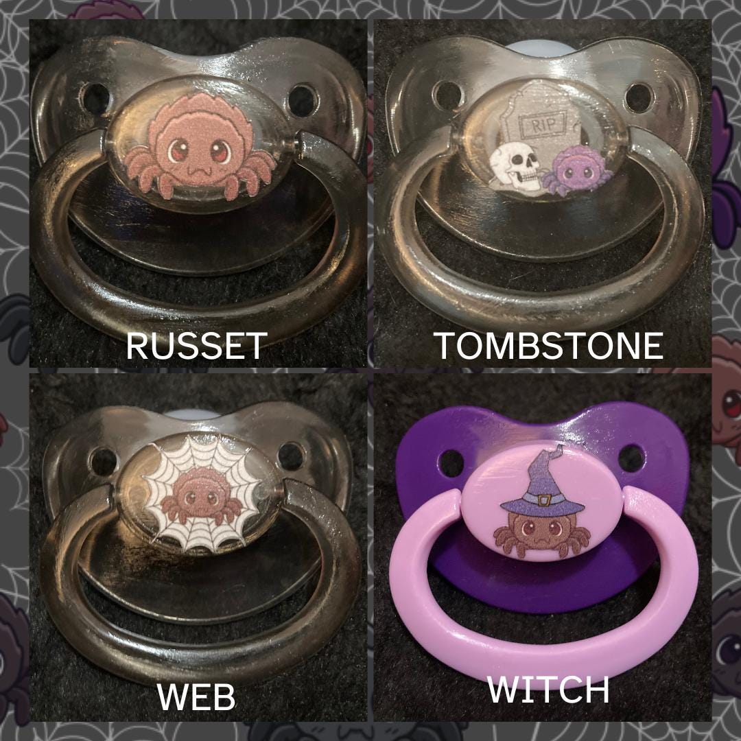 Cobweb Cuties Adult Pacifier, Spider Goth Spooky Halloween Little Space Gear