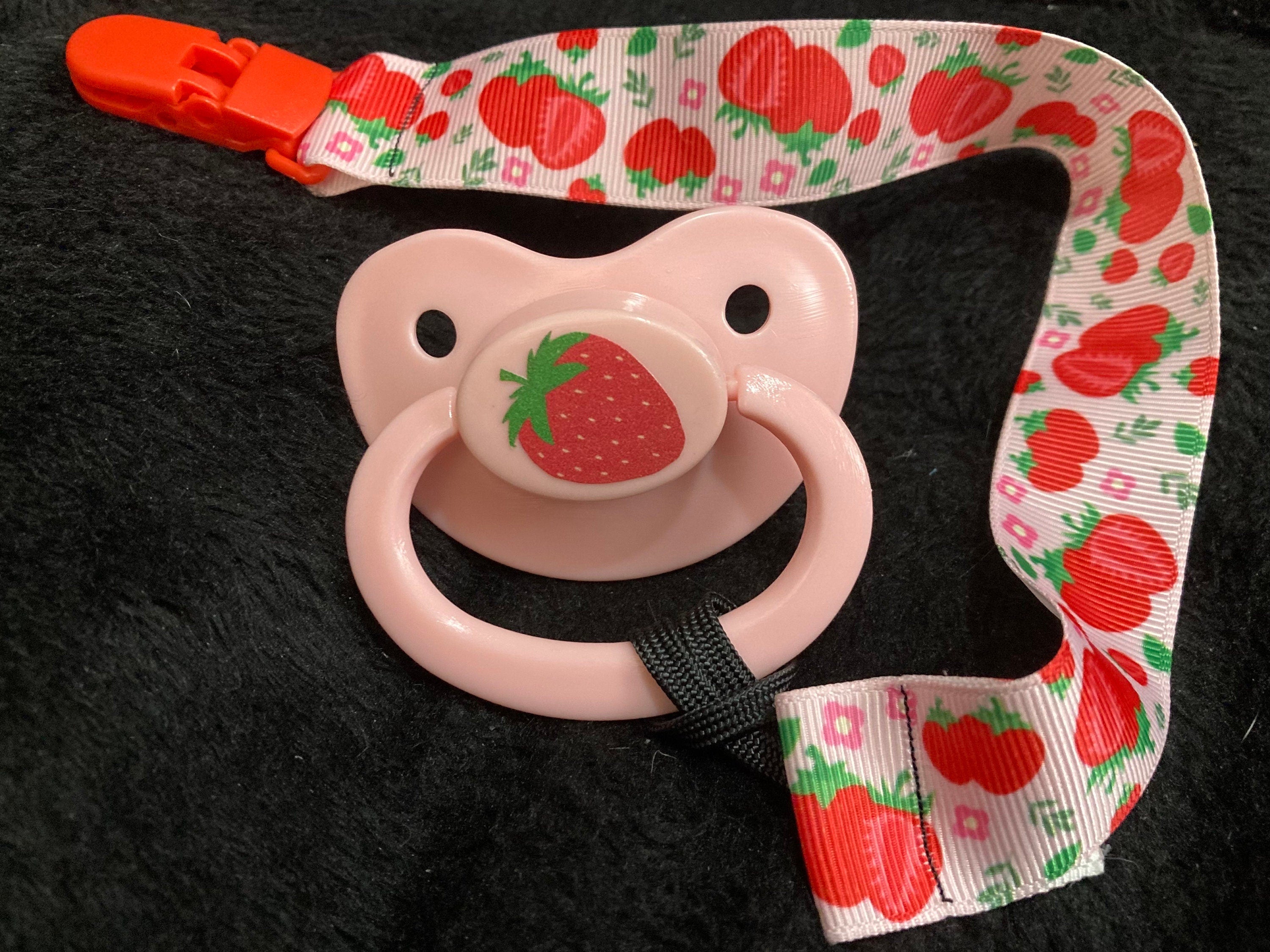 Strawberry Adult Pacifier, Kawaii Cute Cottagecore Little Space Gear