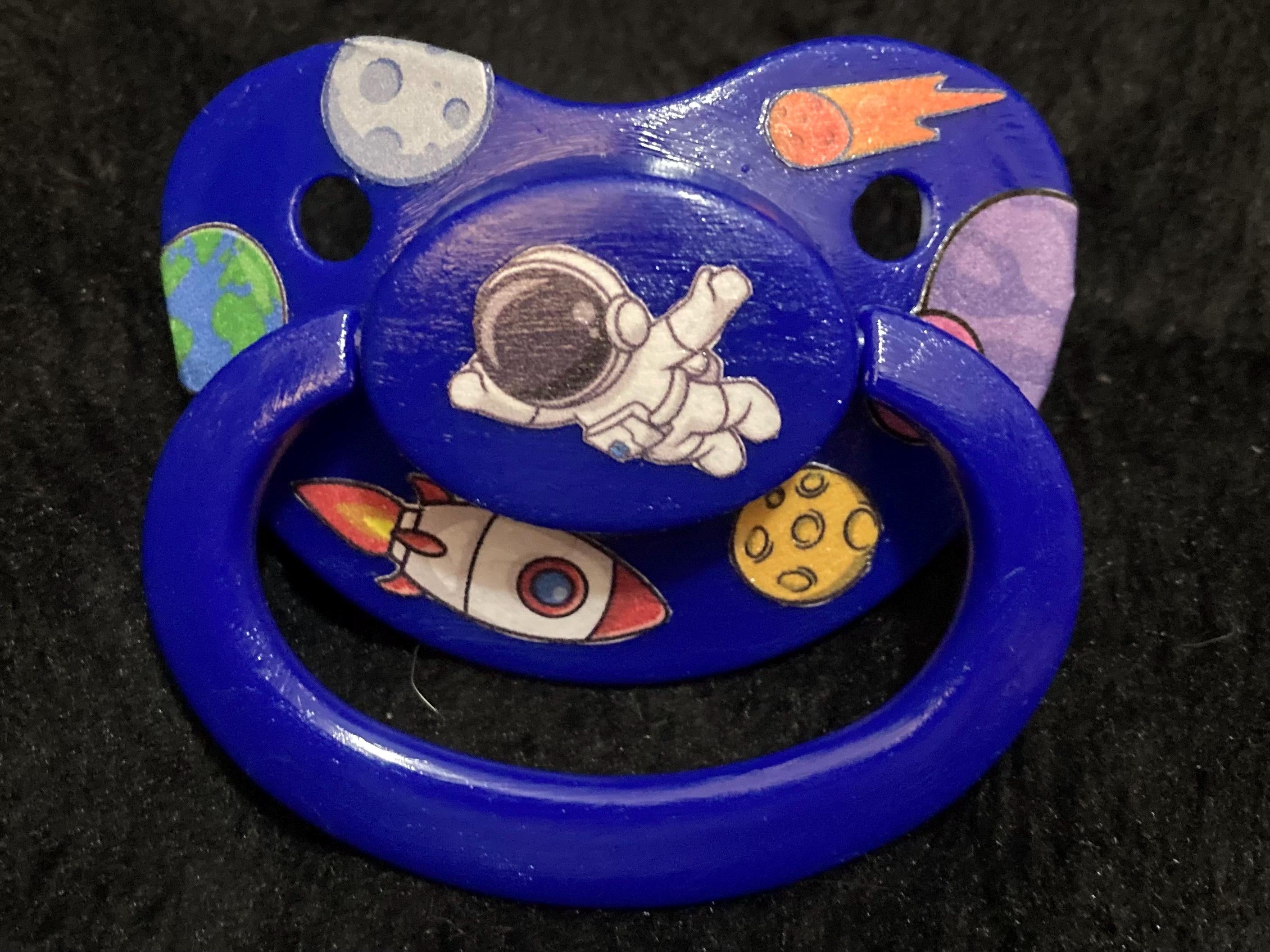 Astro Tot Sticker Collage Adult Pacifier, Outer Space, Galaxy Little Space Gear