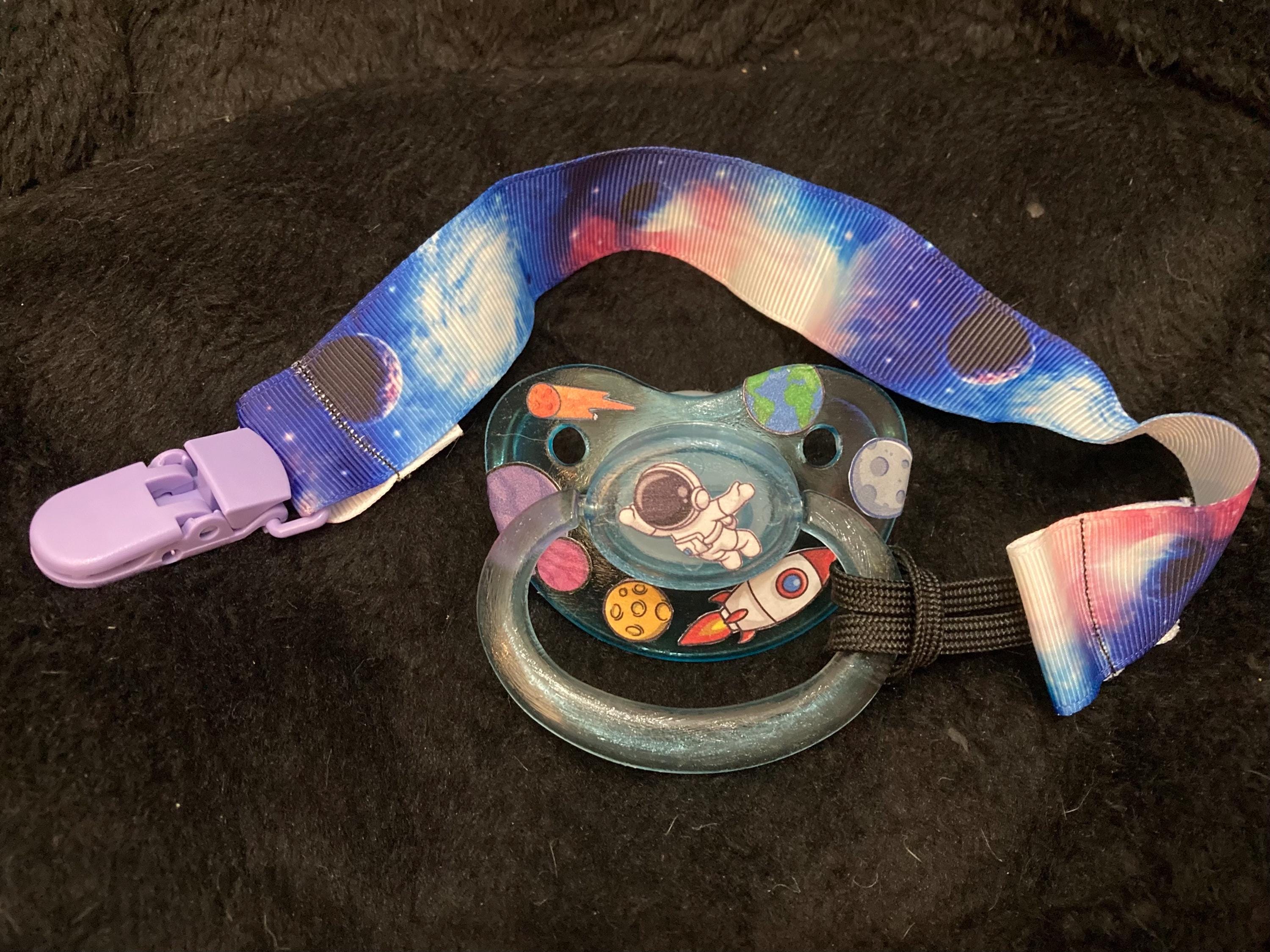 Astro Tot Sticker Collage Adult Pacifier, Outer Space, Galaxy Little Space Gear