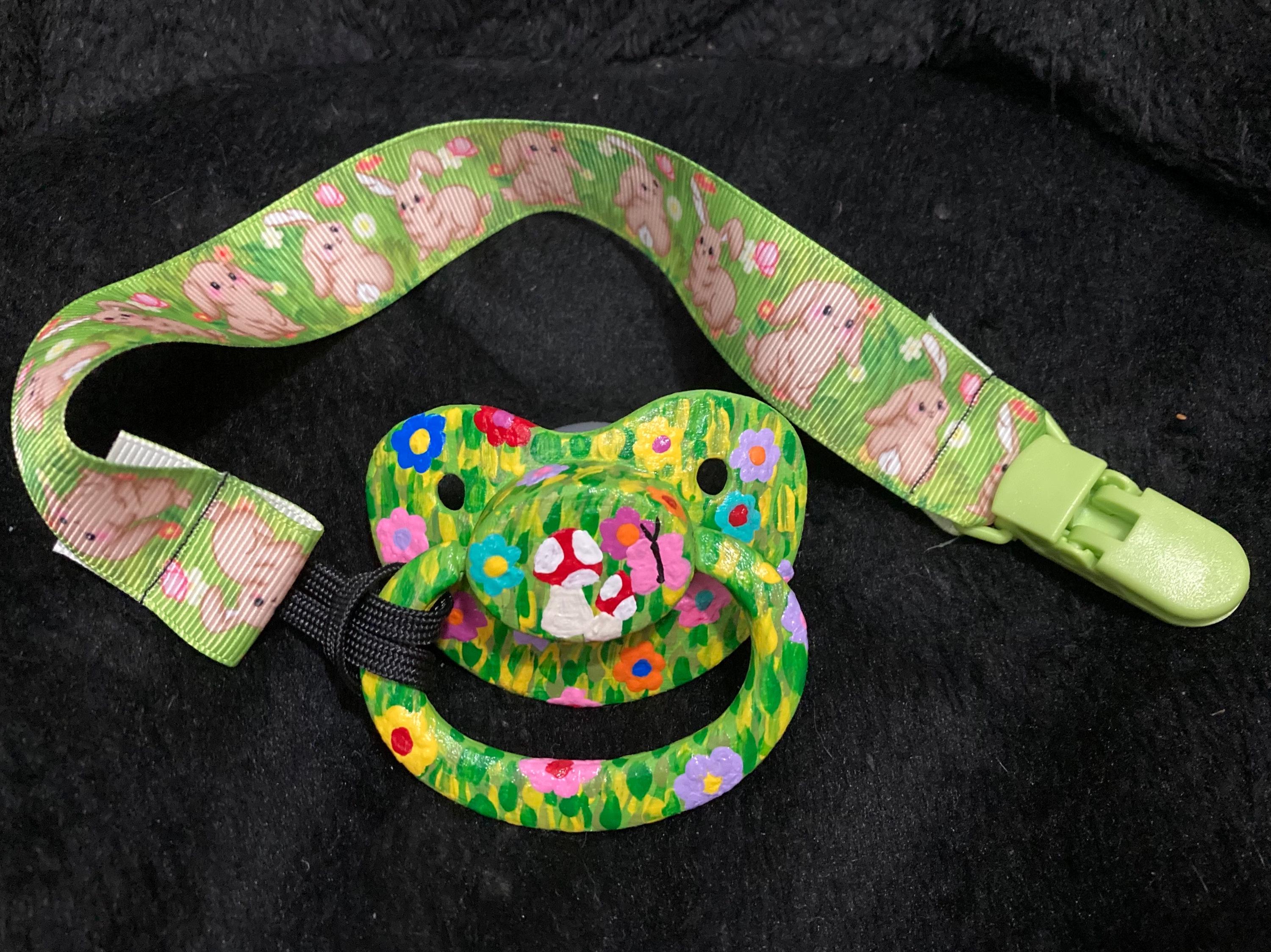 Bounding Bunny Little Space Clip, Pacifier Clip, Cottagecore Little Space Gear