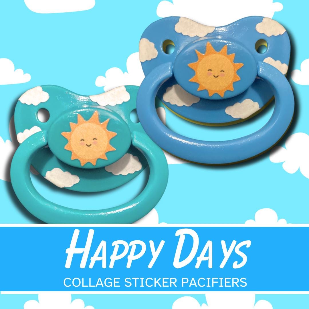Happy Days Collage Adult Pacifier, Sun Cloud Little Space Gear