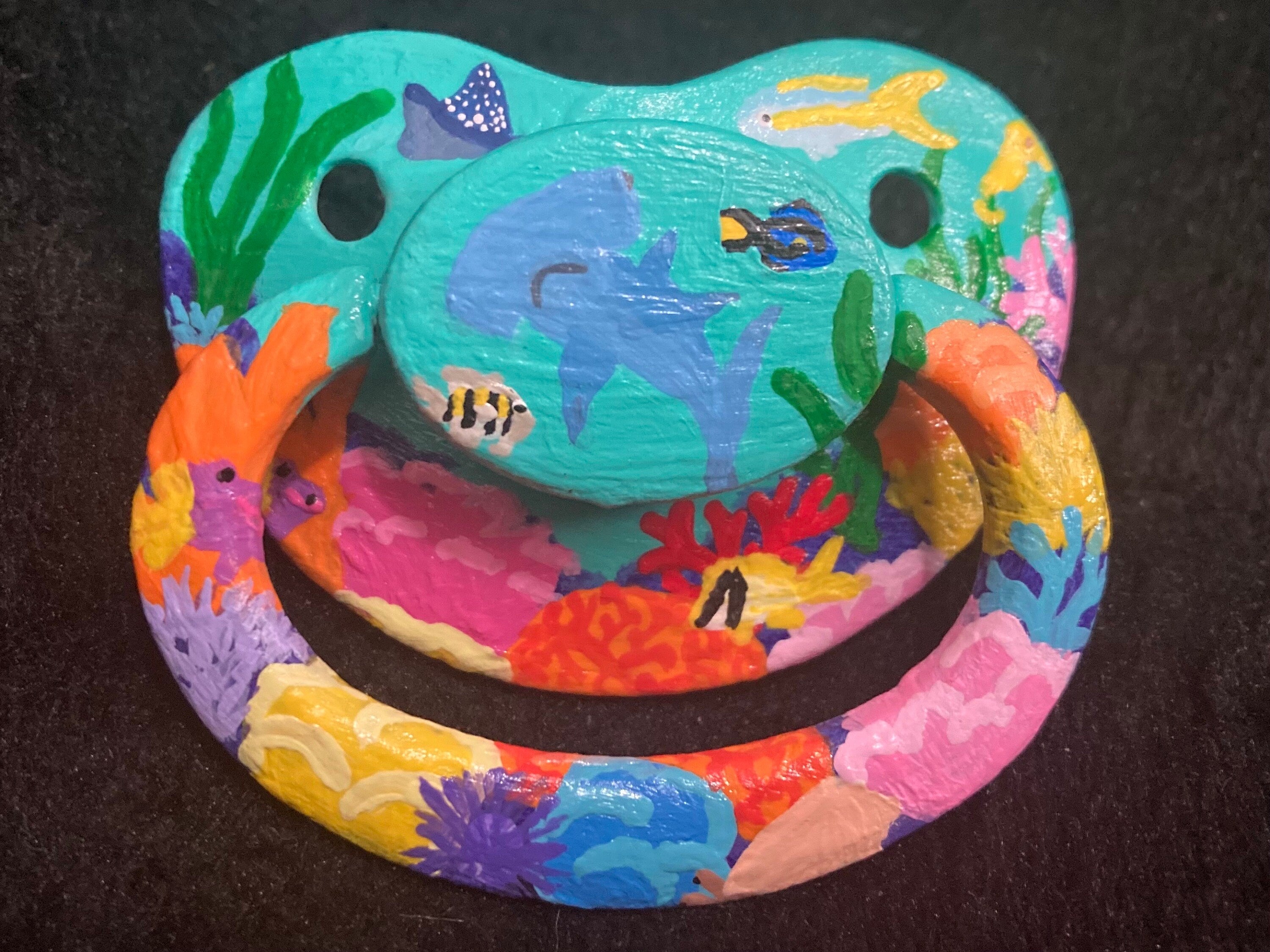 Coral Critters Hand-Painted Adult Pacifier, Underwater Ocean Little Space Gear