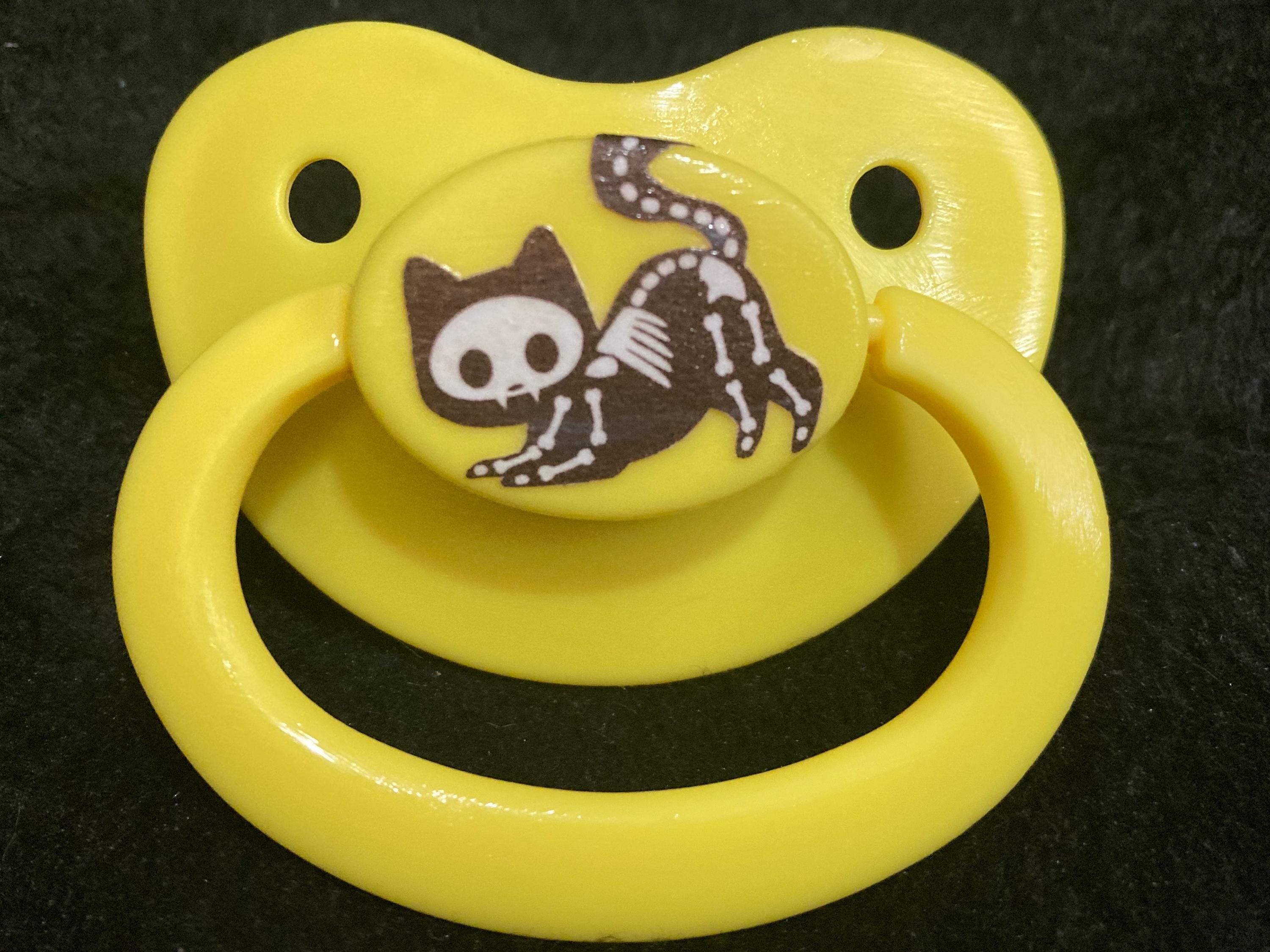 Purranormal Meowster Adult Pacifier, Goth Spooky Halloween Skeleton Cat Little Space Gear