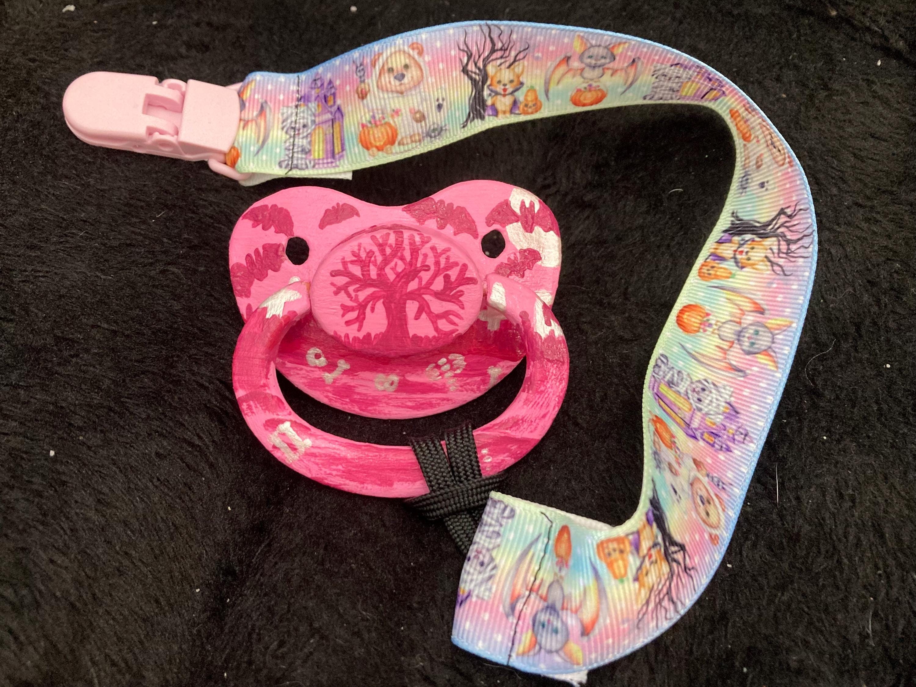 Spooky Hollow Hand-Painted Adult Pacifier, Goth Halloween Little Space Gear