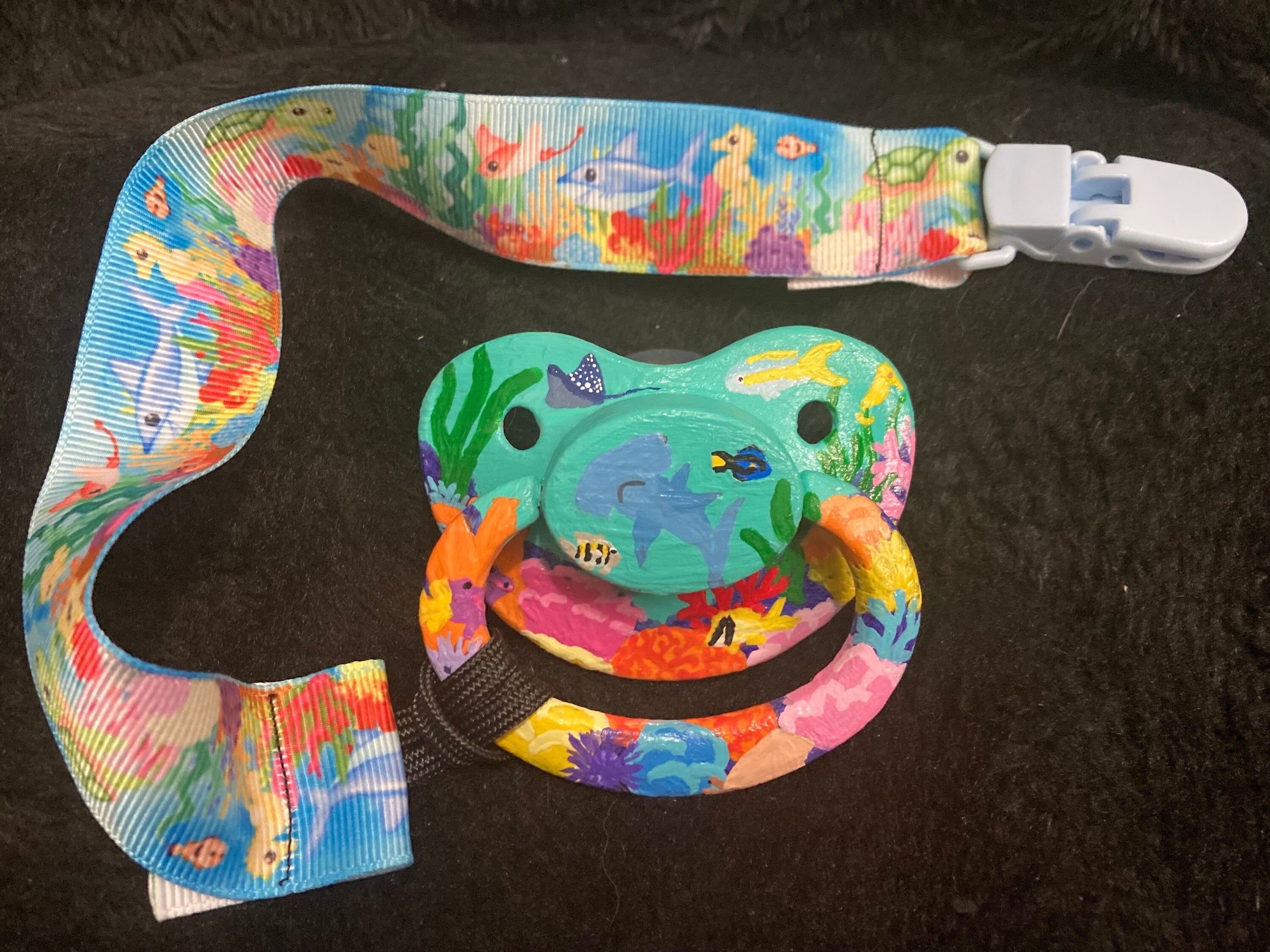 Coral Critters Hand-Painted Adult Pacifier, Underwater Ocean Little Space Gear
