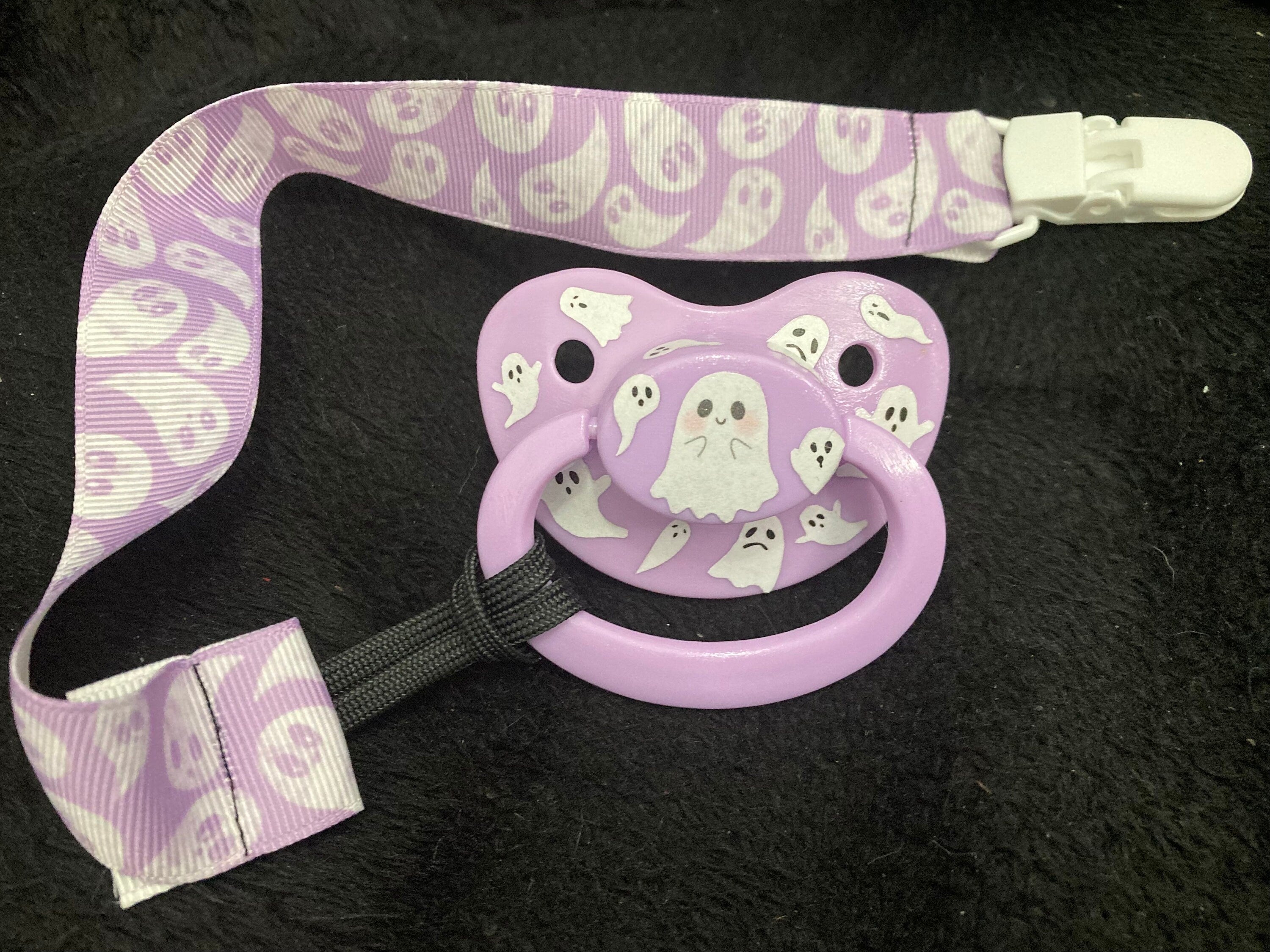 Ghosties Collage Adult Pacifier, Goth Spooky Halloween Little Space Gear