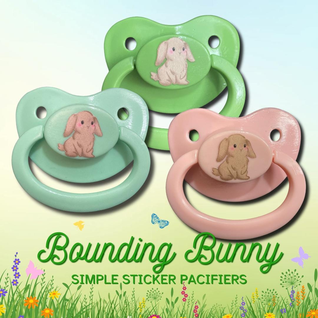 Bounding Bunny Adult Pacifier, Cottagecore Soft Kawaii Cute Rabbit Little Space Gear