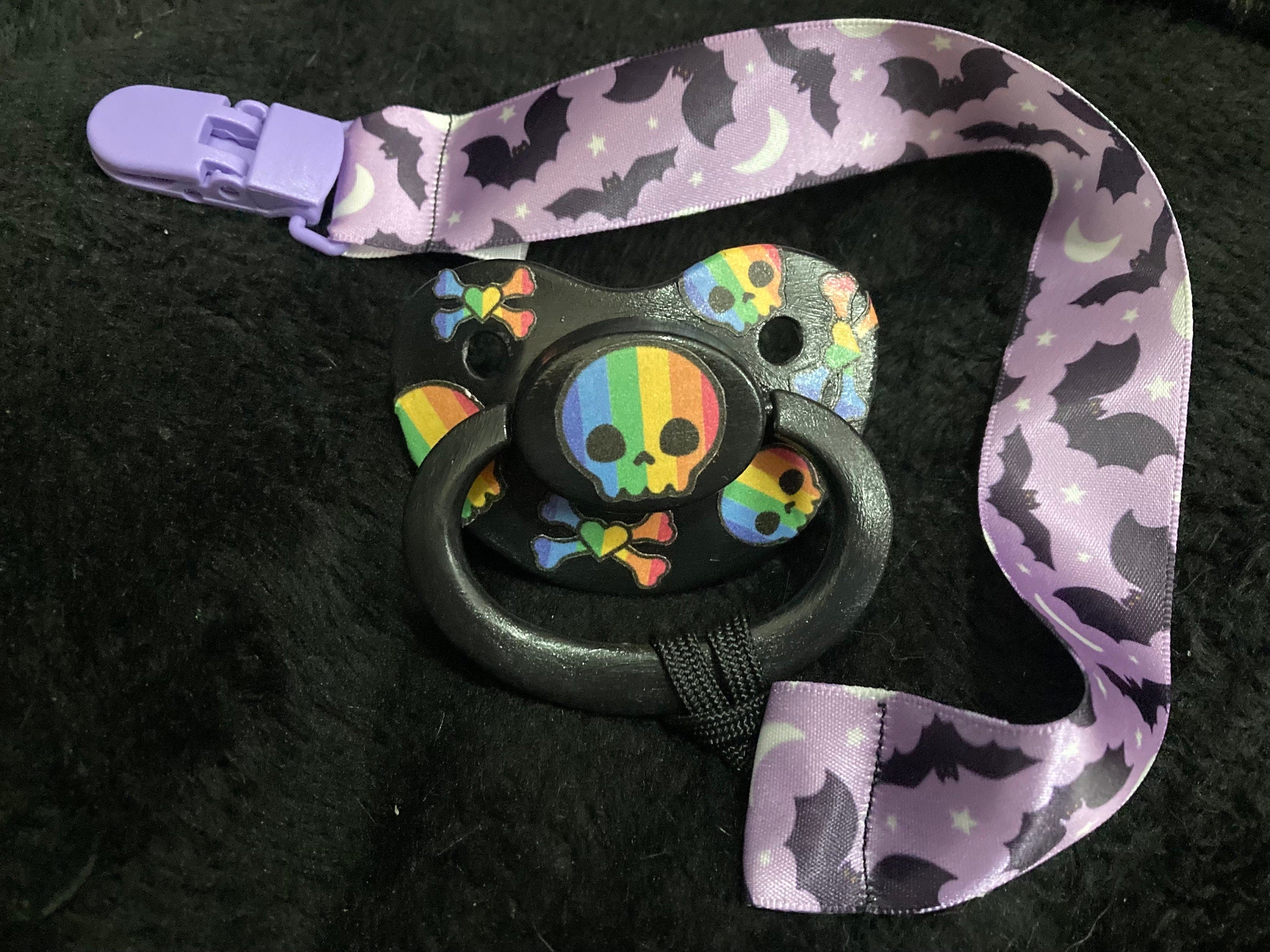 Rainbow Skull Collage Adult Pacifier, Little Space Agere Gear