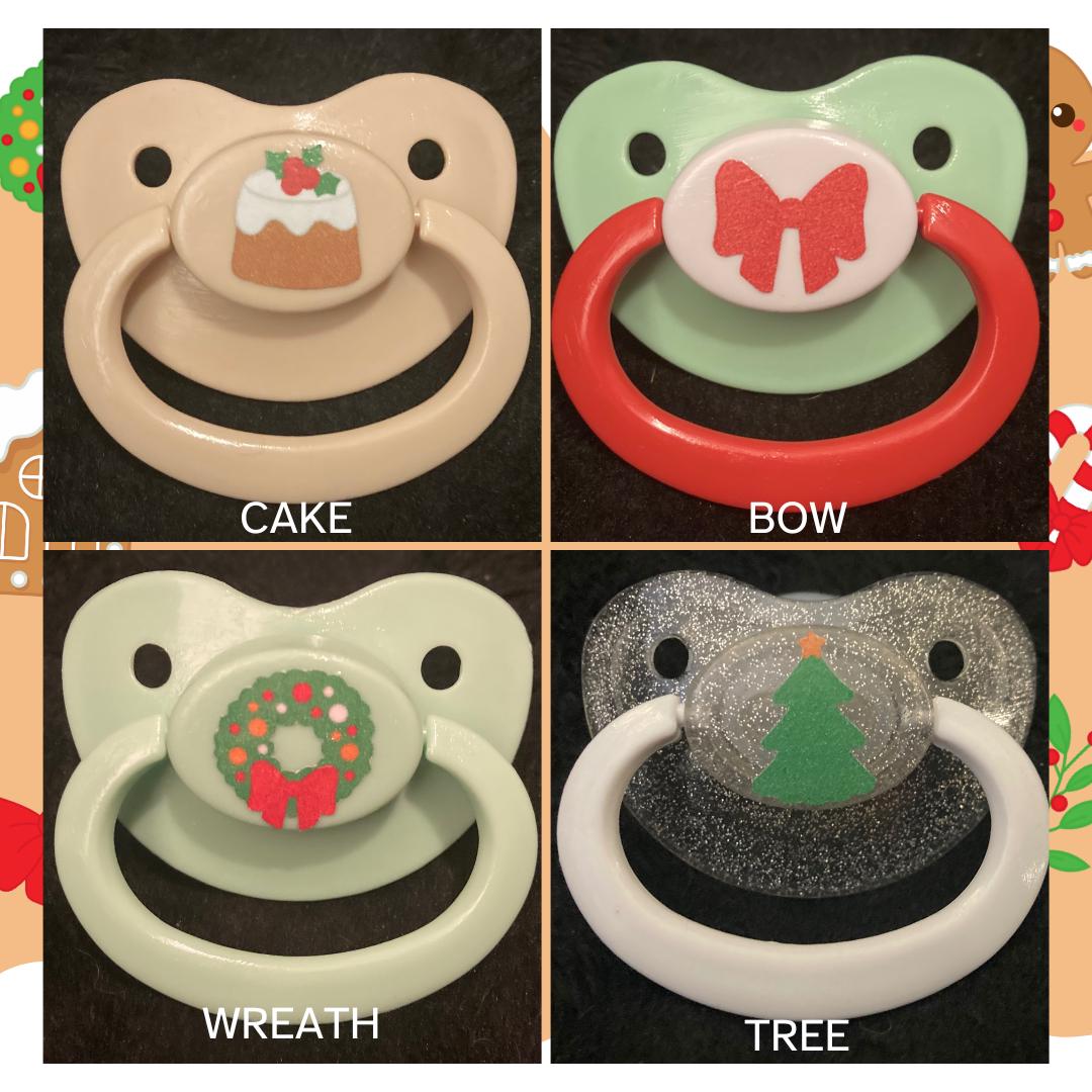 Cozy Cheer Adult Pacifier, Gingerbread Man, Snowman, Candy Cane Winter Holiday Christmas Little Space Gear