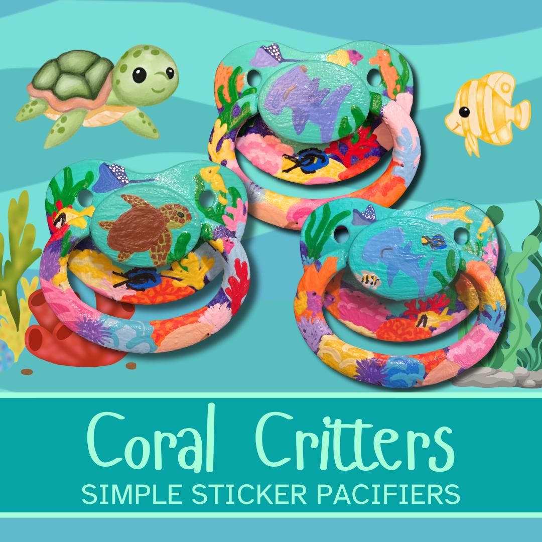 Coral Critters Hand-Painted Adult Pacifier, Underwater Ocean Little Space Gear