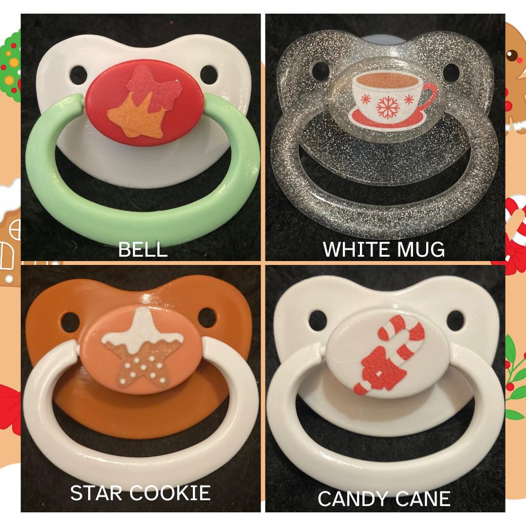 Cozy Cheer Adult Pacifier, Gingerbread Man, Snowman, Candy Cane Winter Holiday Christmas Little Space Gear