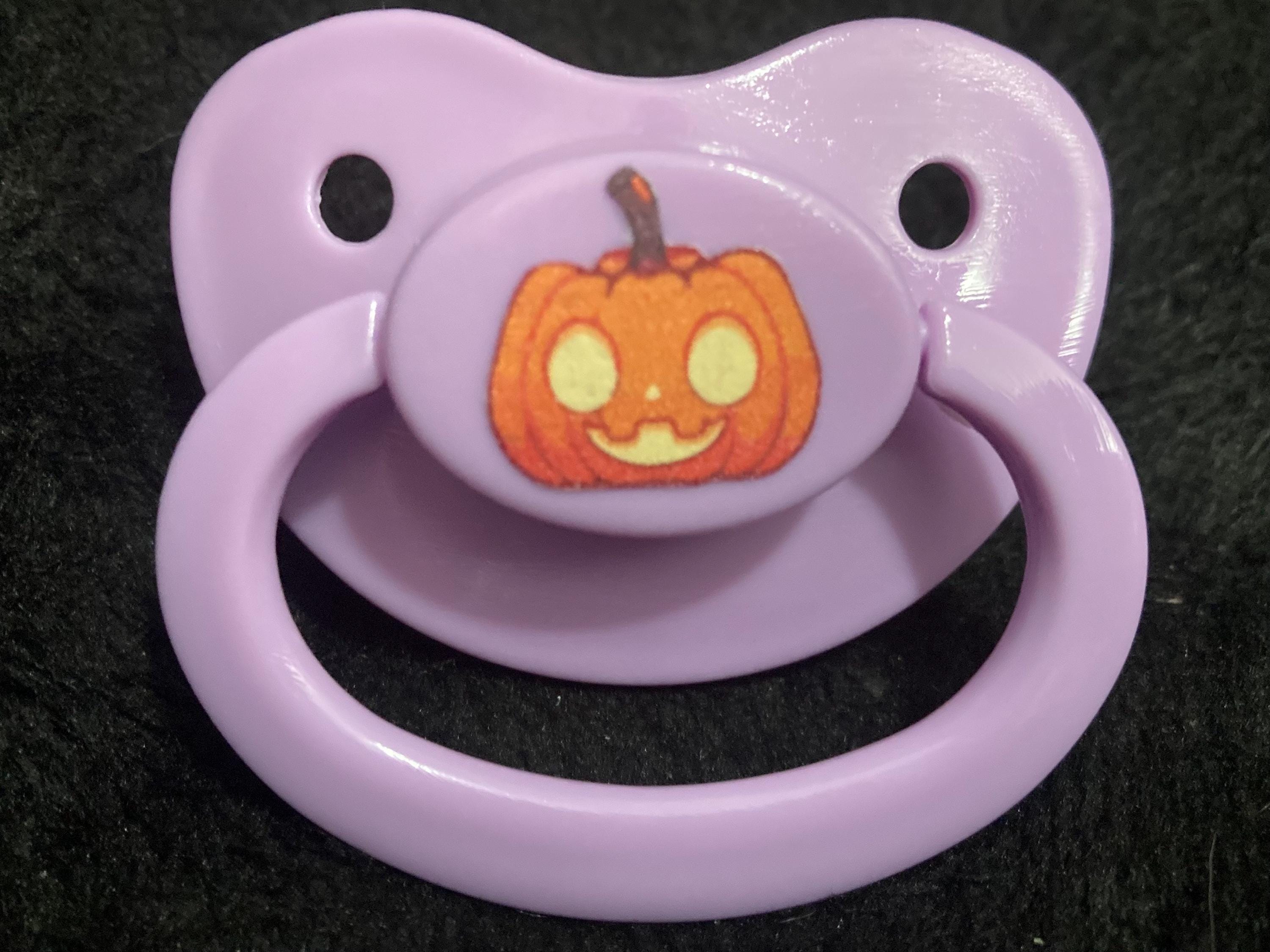 Jack-a-lantern Pumpkin Adult Pacifier, Multiple Styles, Goth Spooky Halloween Little Space Gear