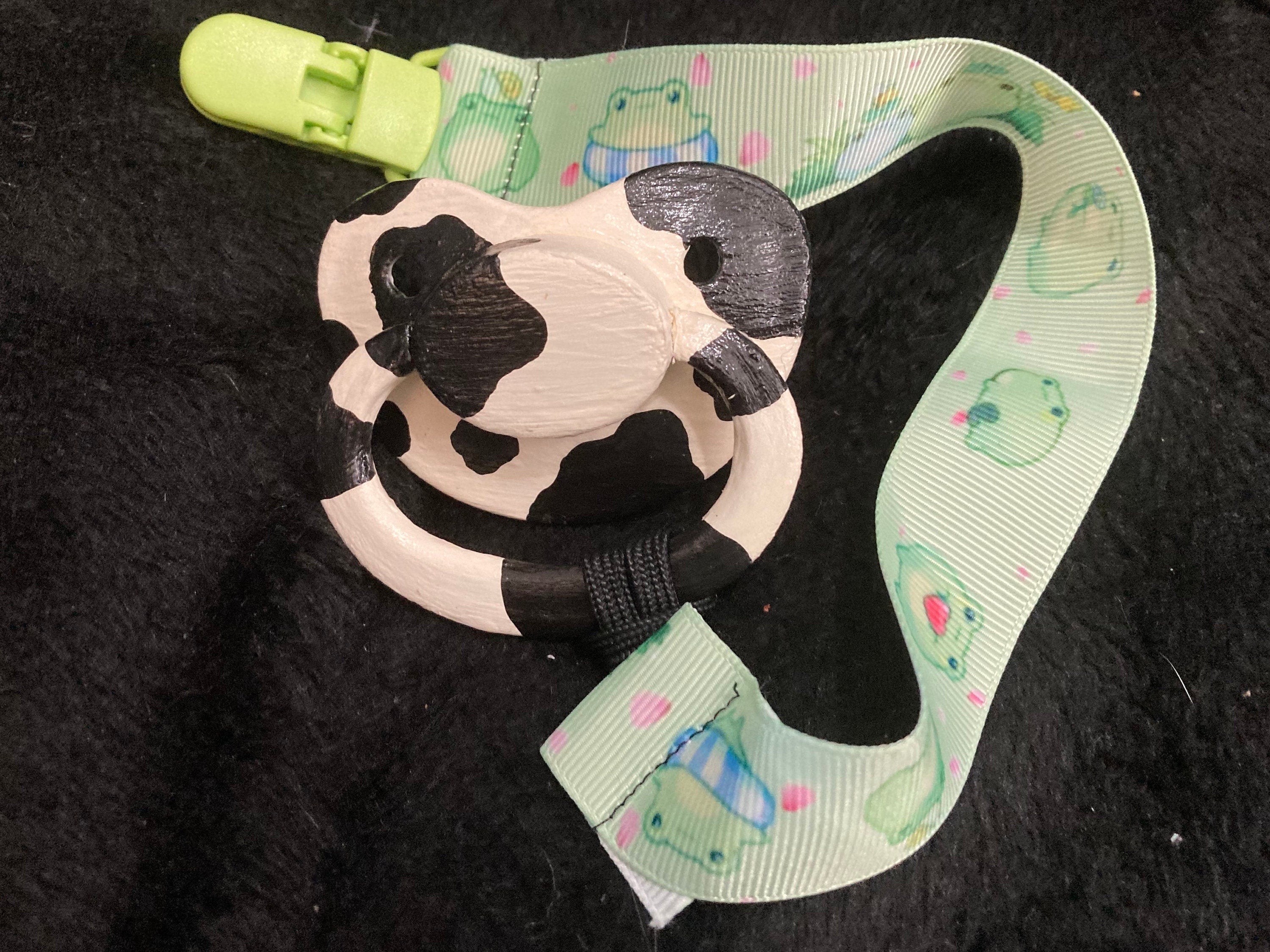 Baby Bovine Hand-painted Adult Pacifier, Cow Print Little Space Gear