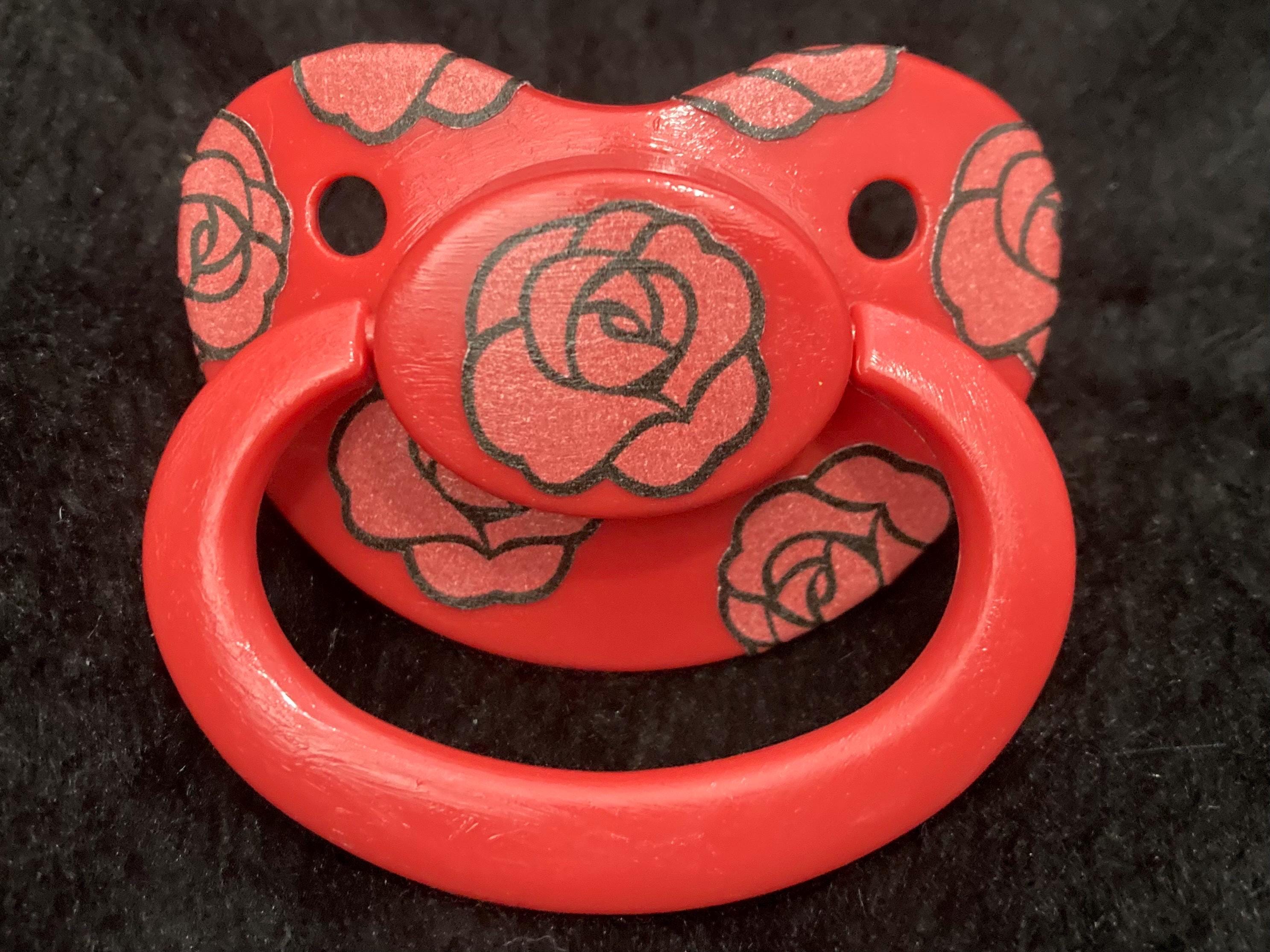 Merry Meadow Collage Adult Pacifier, Rose, Daisy, Sunflower, Flower, Nature, Cottagecore Little Space Gear