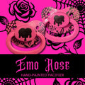 Emo Rose Hand-Painted Adult Pacifier, Goth,  Spooky, Halloween, Punk Little Space Gear