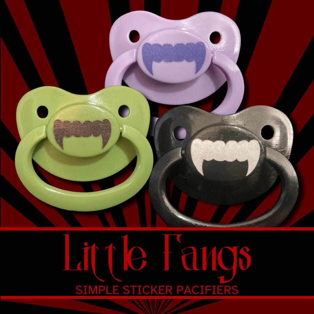 Little Fangs Adult Pacifier, Goth Spooky Halloween Vampire Little Space Gear