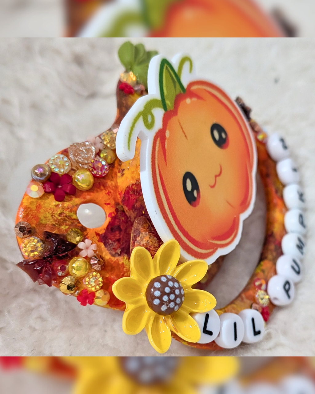 Lil Pumpkin Deluxe Scatter Deco & Hand-Painted Pacifier