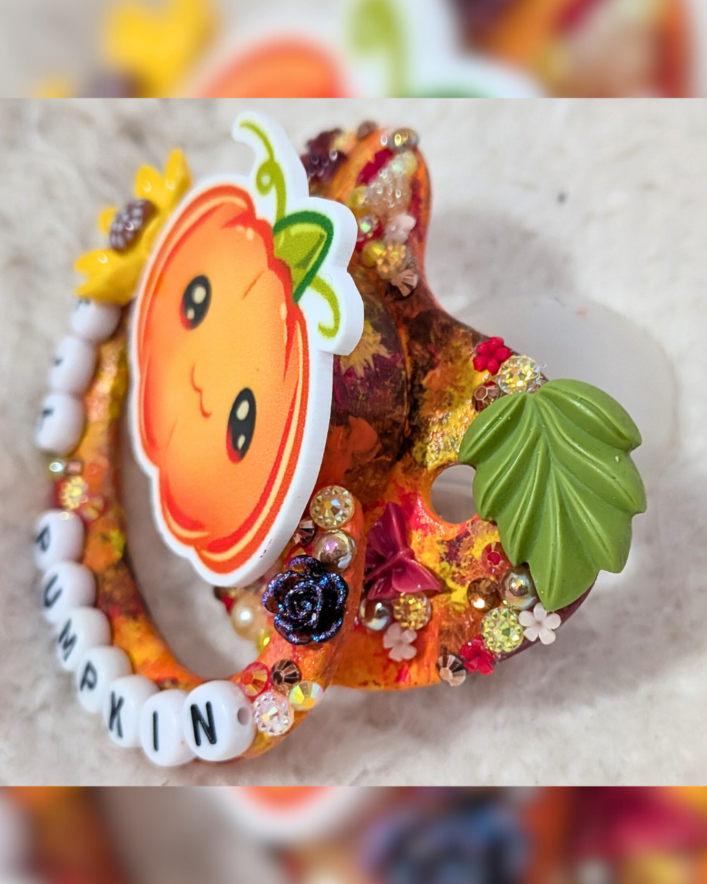 Lil Pumpkin Deluxe Scatter Deco & Hand-Painted Pacifier