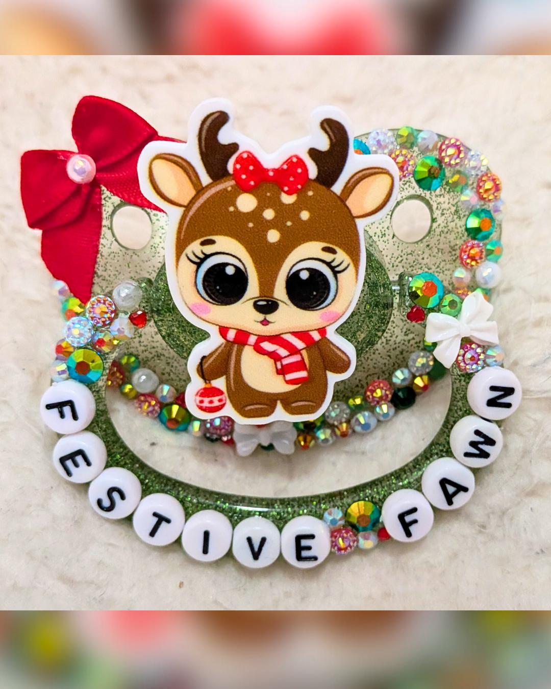 Festive Fawn Deluxe Outline Deco Pacifier