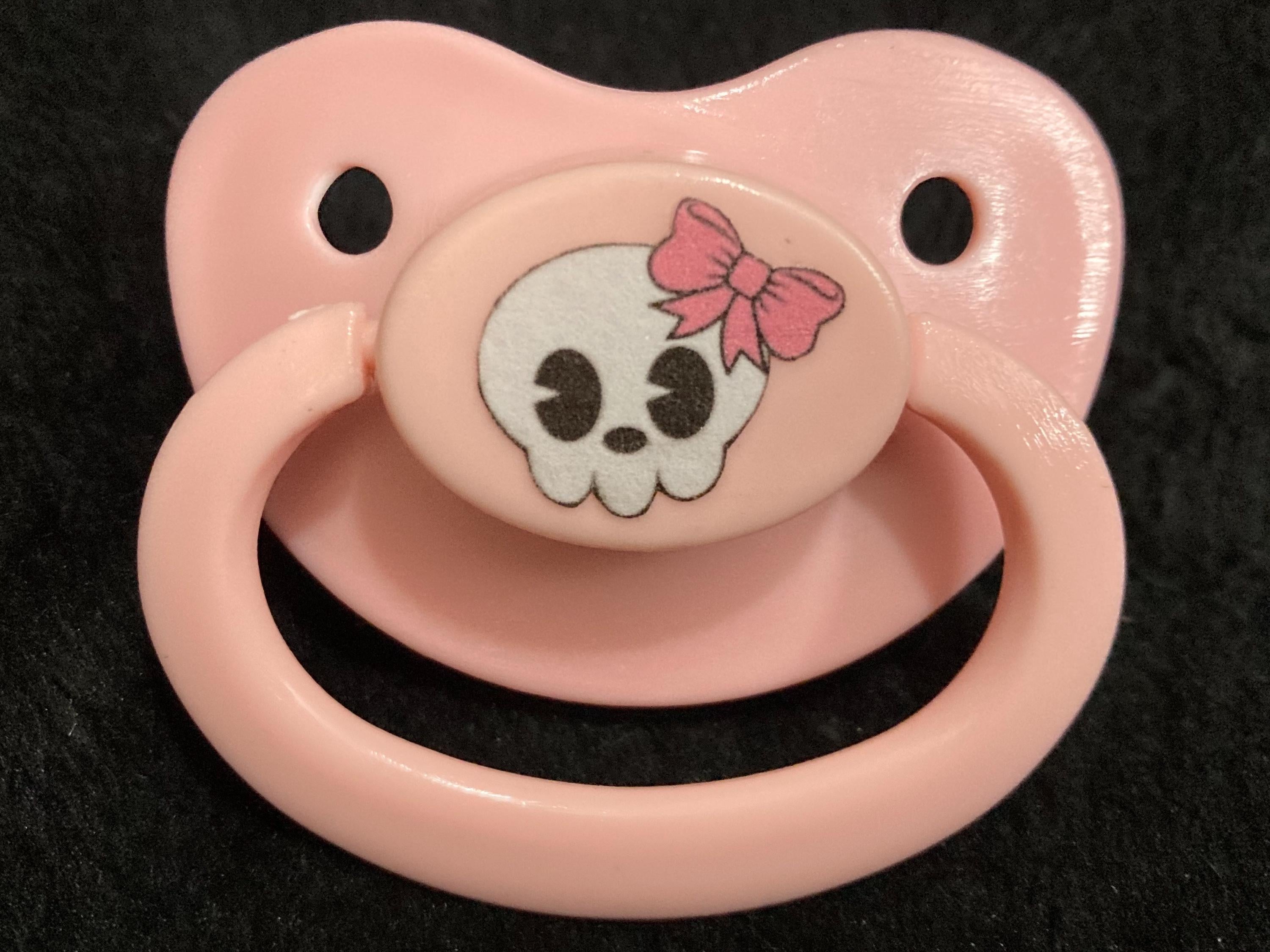 Baby Skull Adult Pacifier, Goth Spooky Halloween Little Space Gear