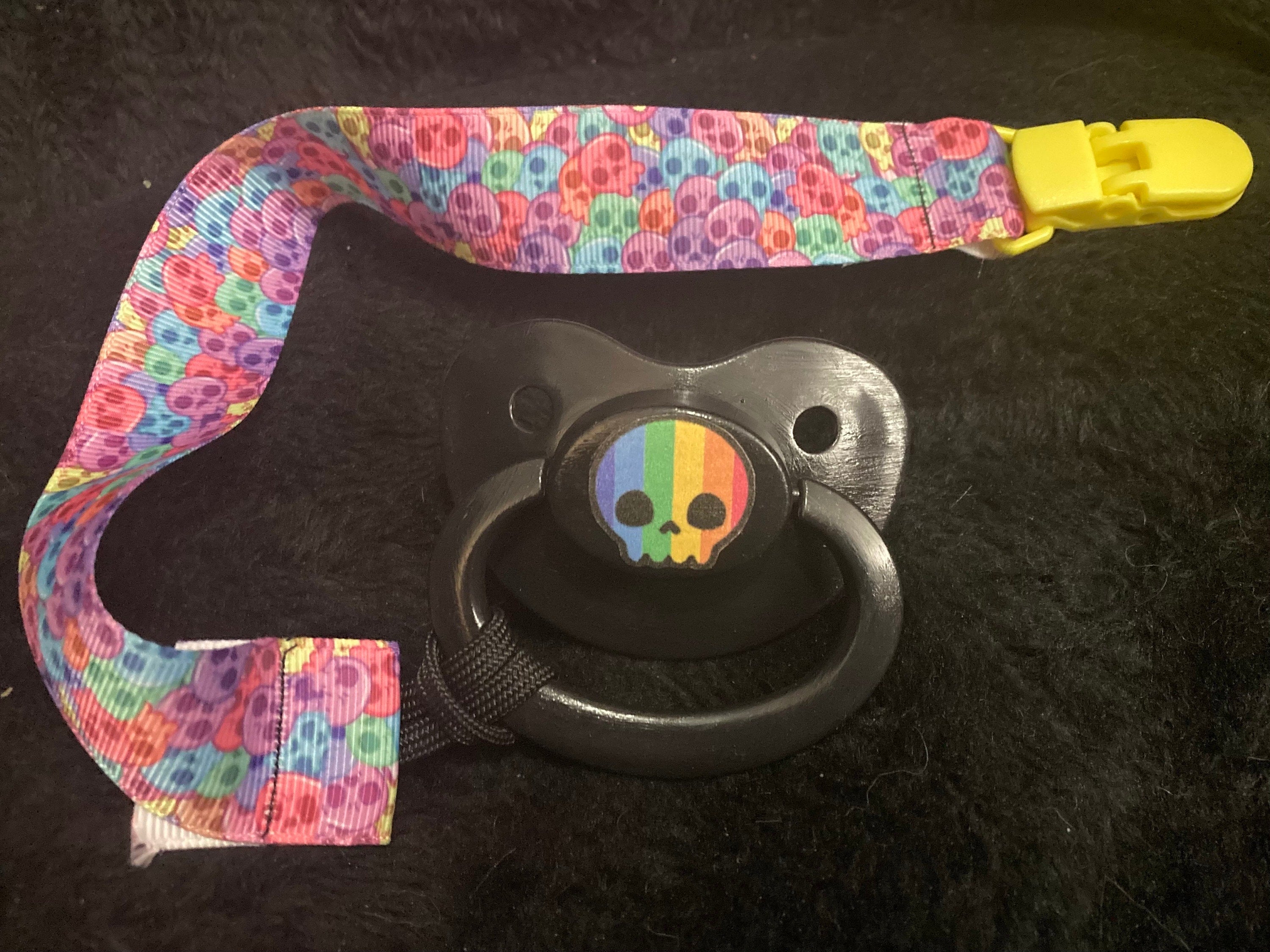 Rainbow Skull Adult Pacifier, Little Space Agere Gear