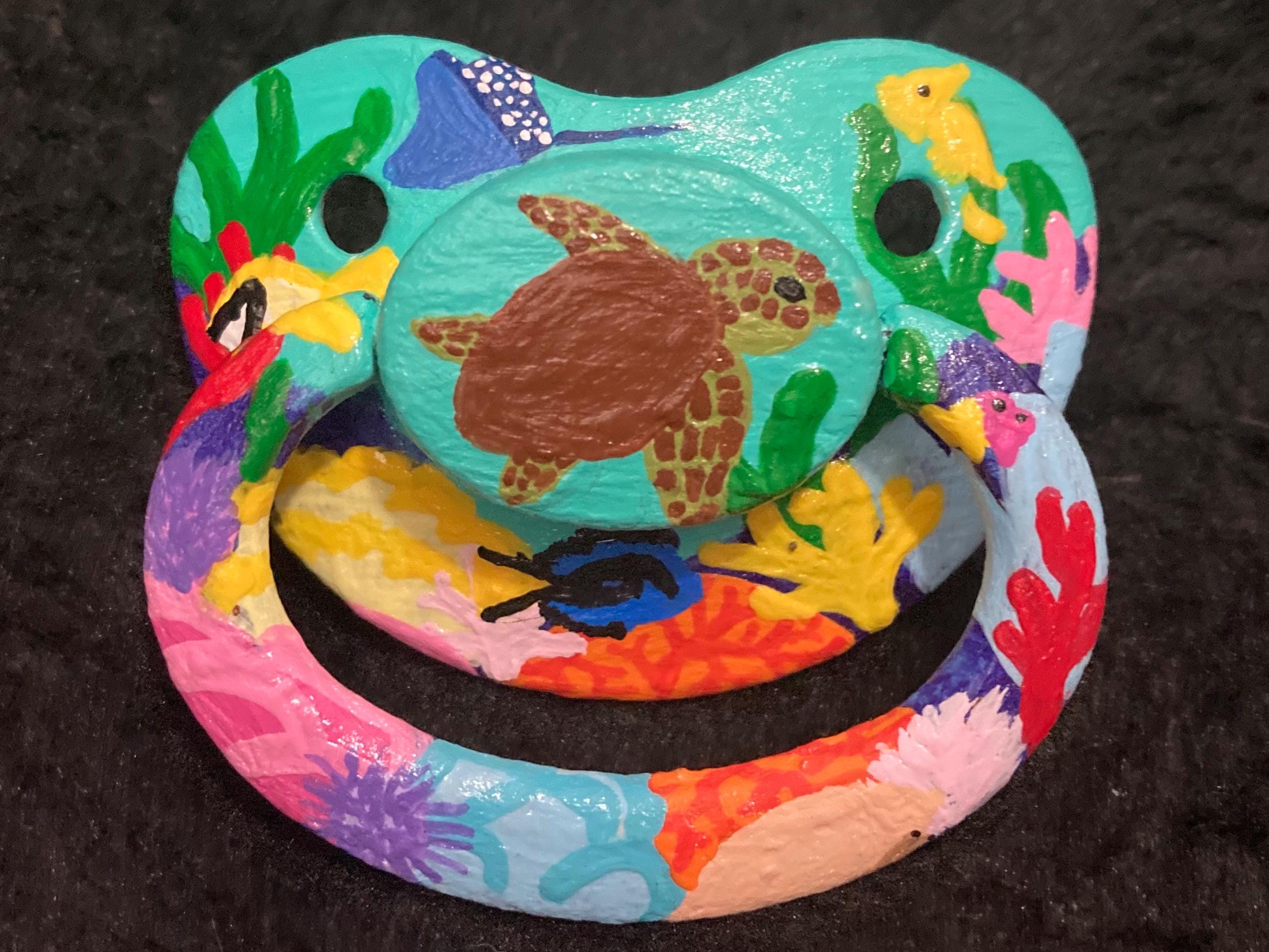 Coral Critters Hand-Painted Adult Pacifier, Underwater Ocean Little Space Gear