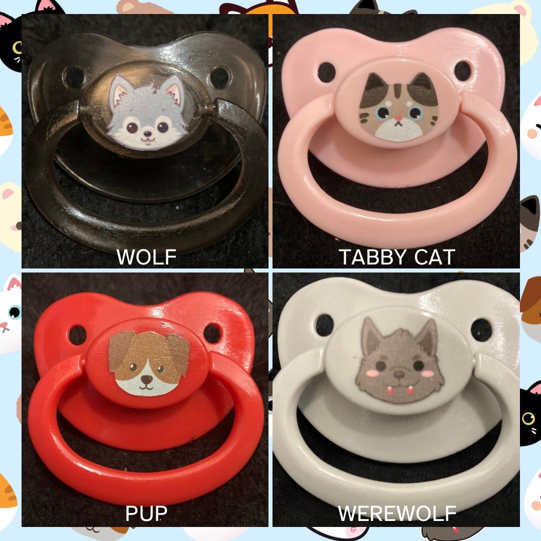 Animal Pals Adult Pacifier, Fox, Cat, Dog, Bear Little Space Gear