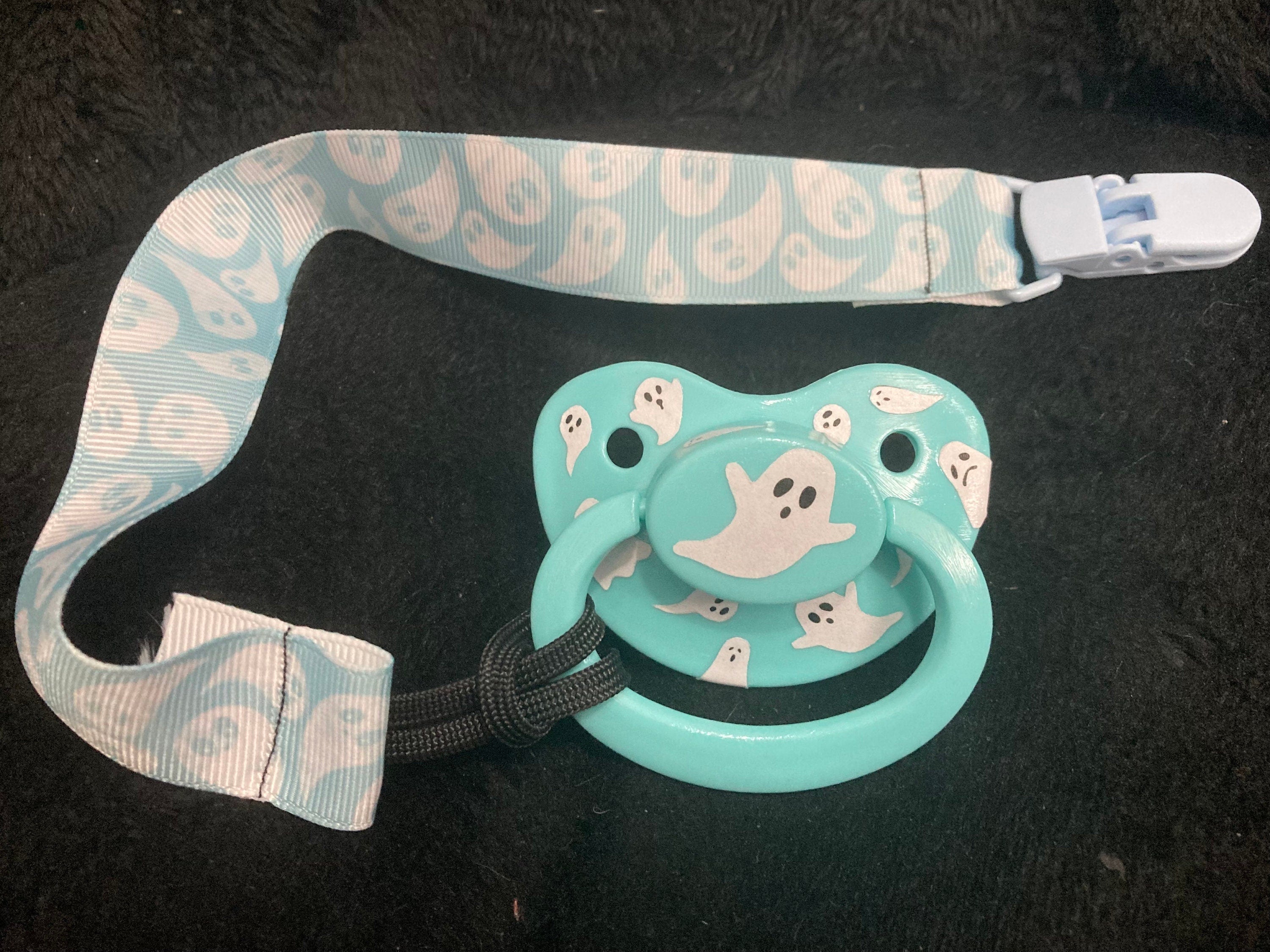 Ghosties Collage Adult Pacifier, Goth Spooky Halloween Little Space Gear